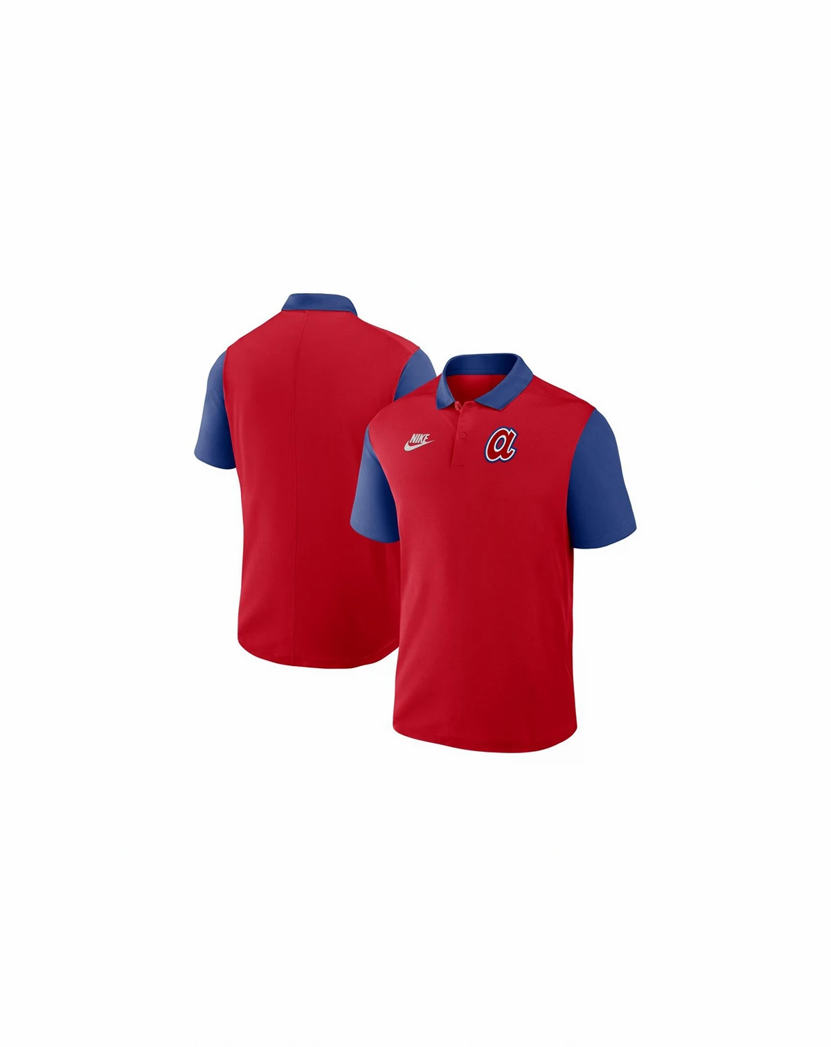 Men's Red/Royal Atlanta Braves Cooperstown Collection Color-Block Victory Performance Polo Shirt