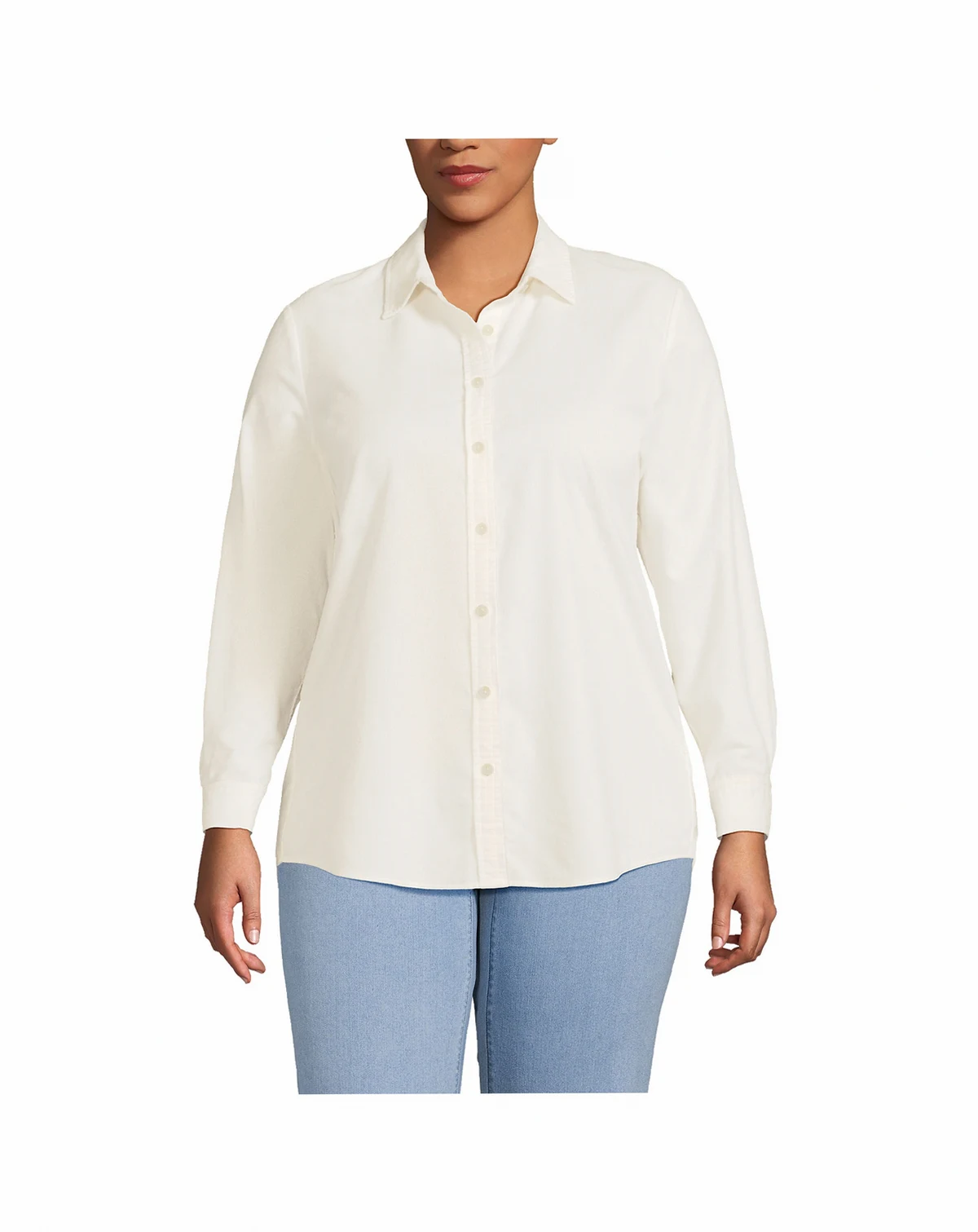 Women's Plus Size Pinwale Cord Long Sleeve Shirt