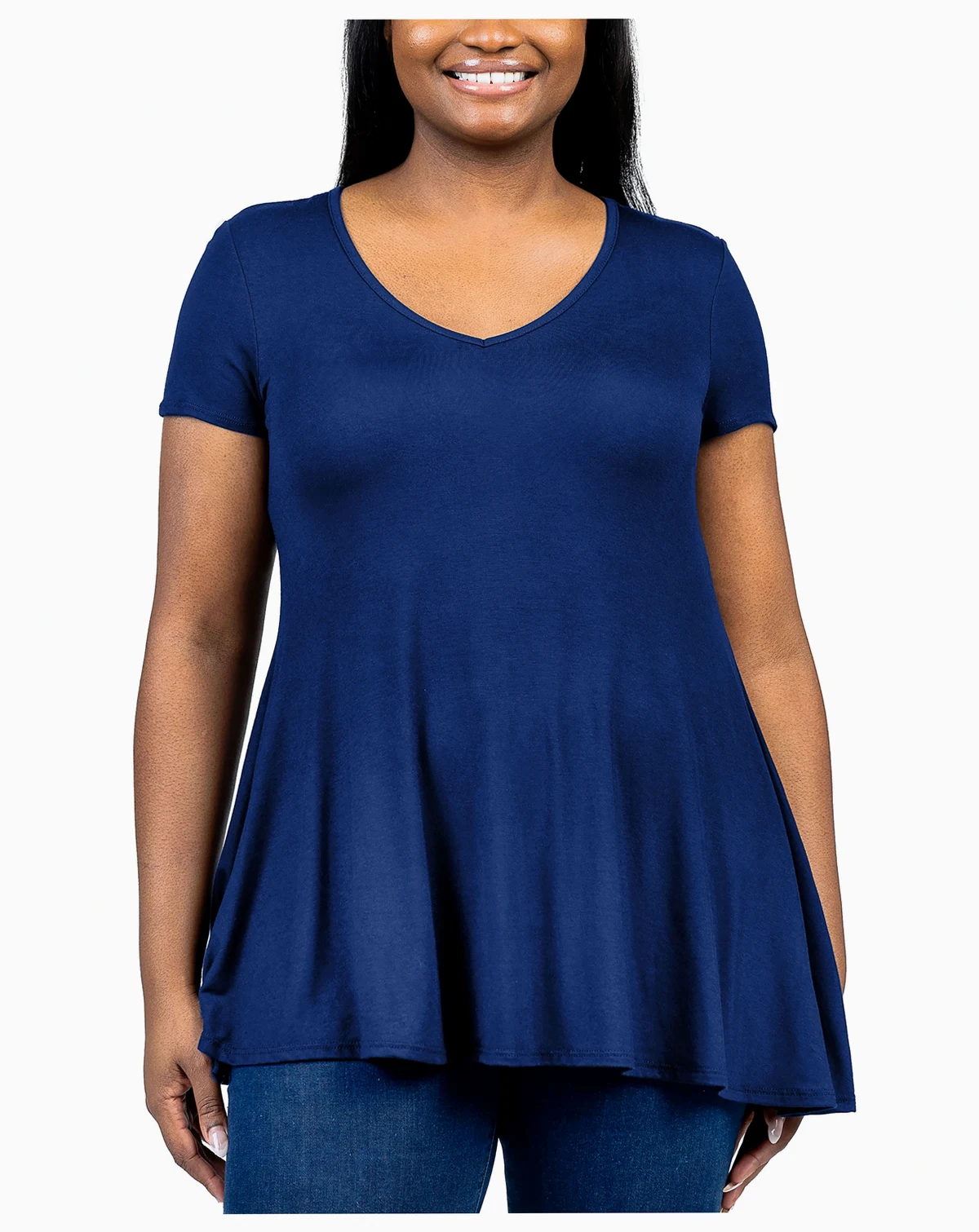 Plus Size Short Sleeve V-Neck Tunic Top