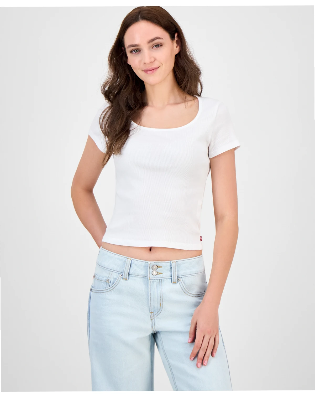 Premium Women's Cotton Rib-Knit Square-Neck Tee