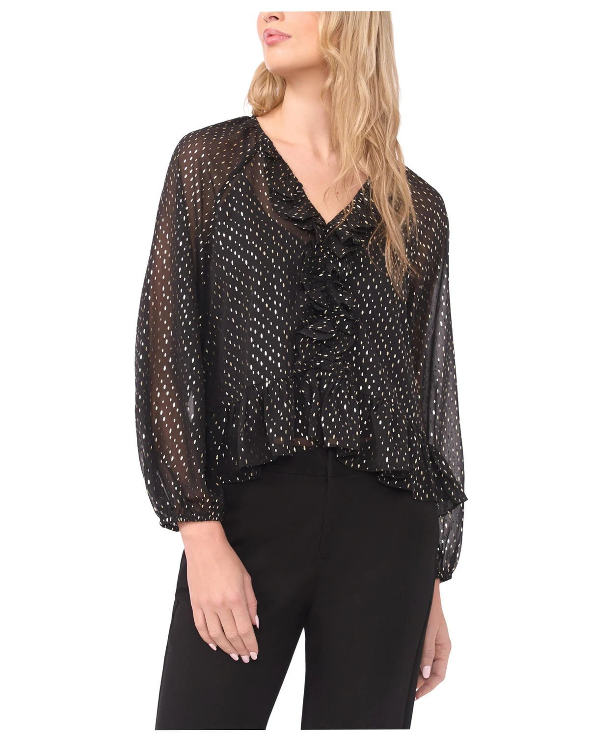 Women's Ruffle Front Long Sleeve Top