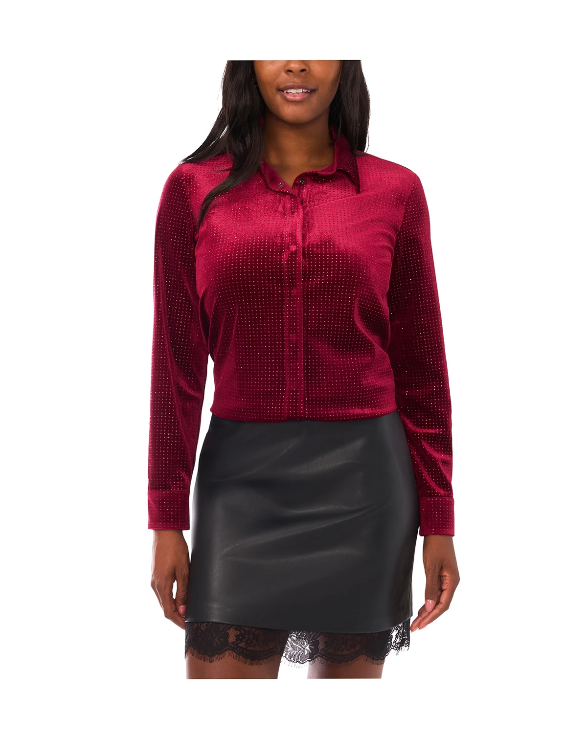 Women's Sequin Button Front Shirt