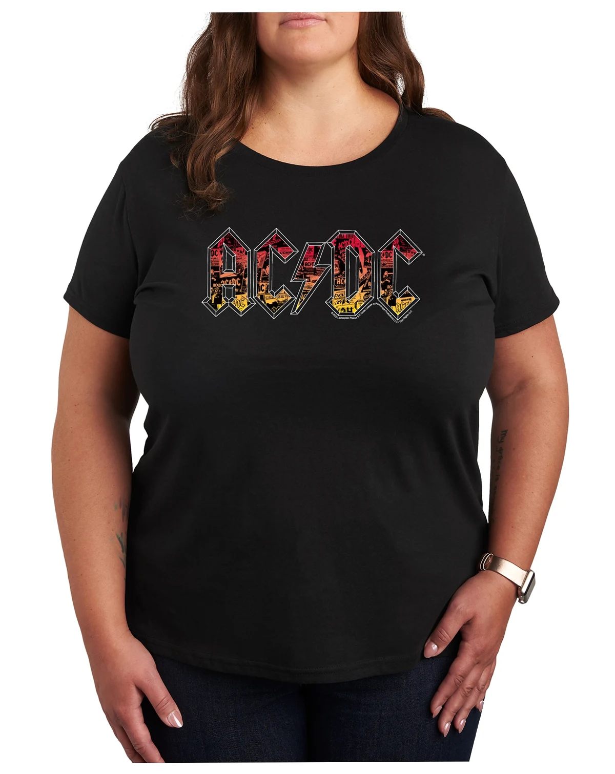 Plus Size ACDC Logo Graphic Pullover T-shirt
