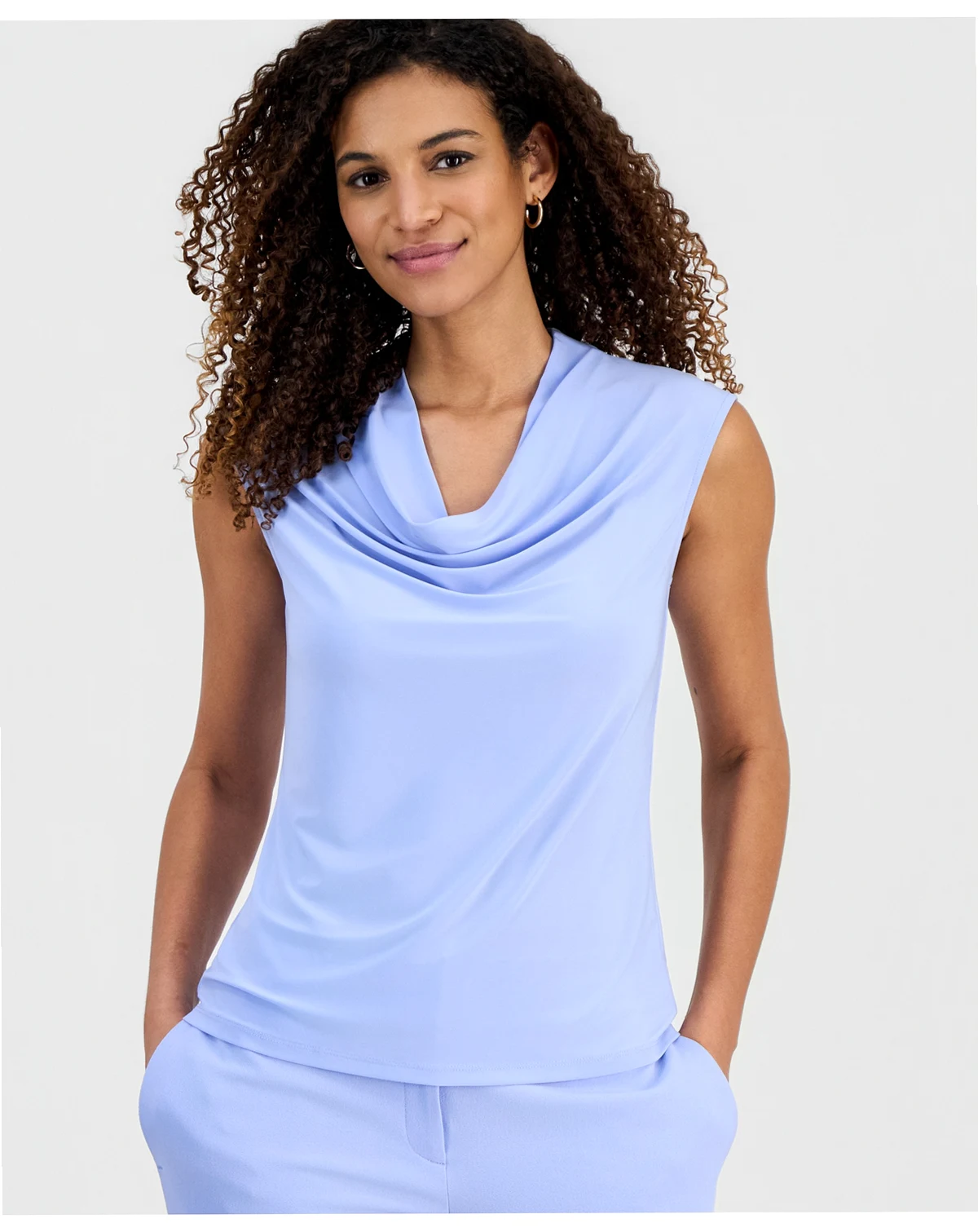 Women's Cowl-Neck Cap-Sleeve Top, Regular & Petite