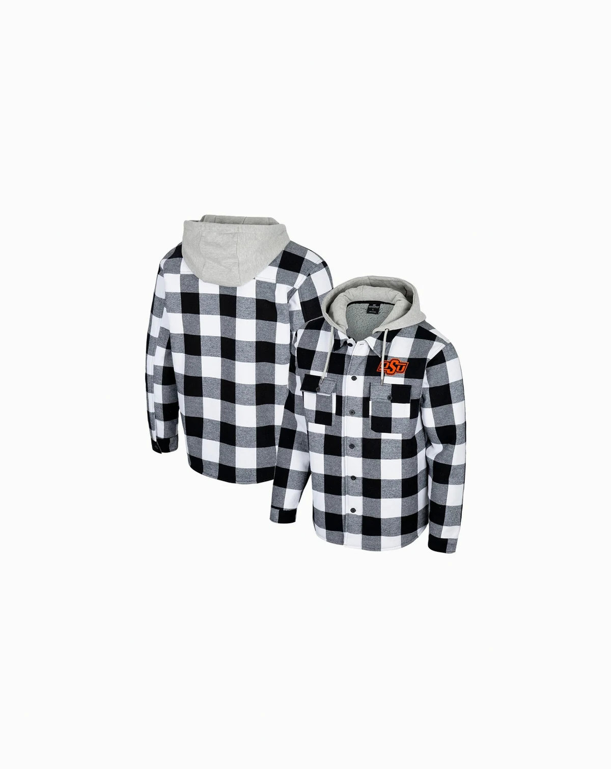 Men's Black/White Oklahoma State Cowboys Buffalo Plaid Full-Zip Jacket