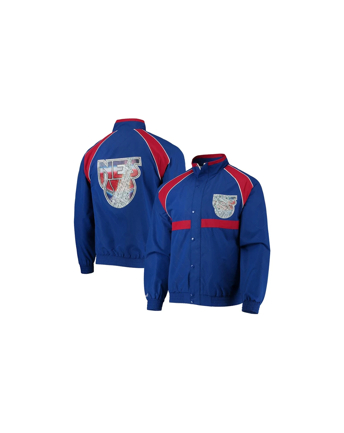 Men's New Jersey Nets Blue Hardwood Classics 75th Anniversary Authentic Warmup Raglan Full-Snap Jacket