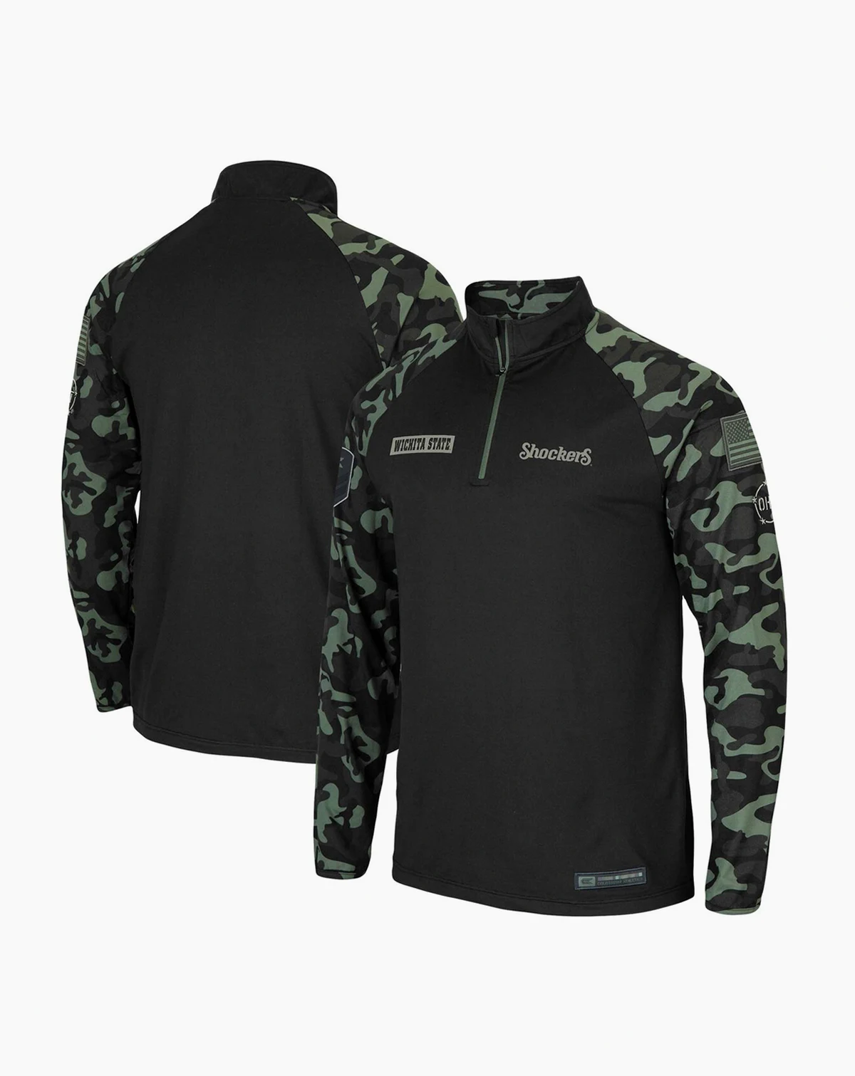 Men's Black Wichita State Shockers OHT Military-Inspired Appreciation Take Flight Raglan Quarter-Zip Jacket