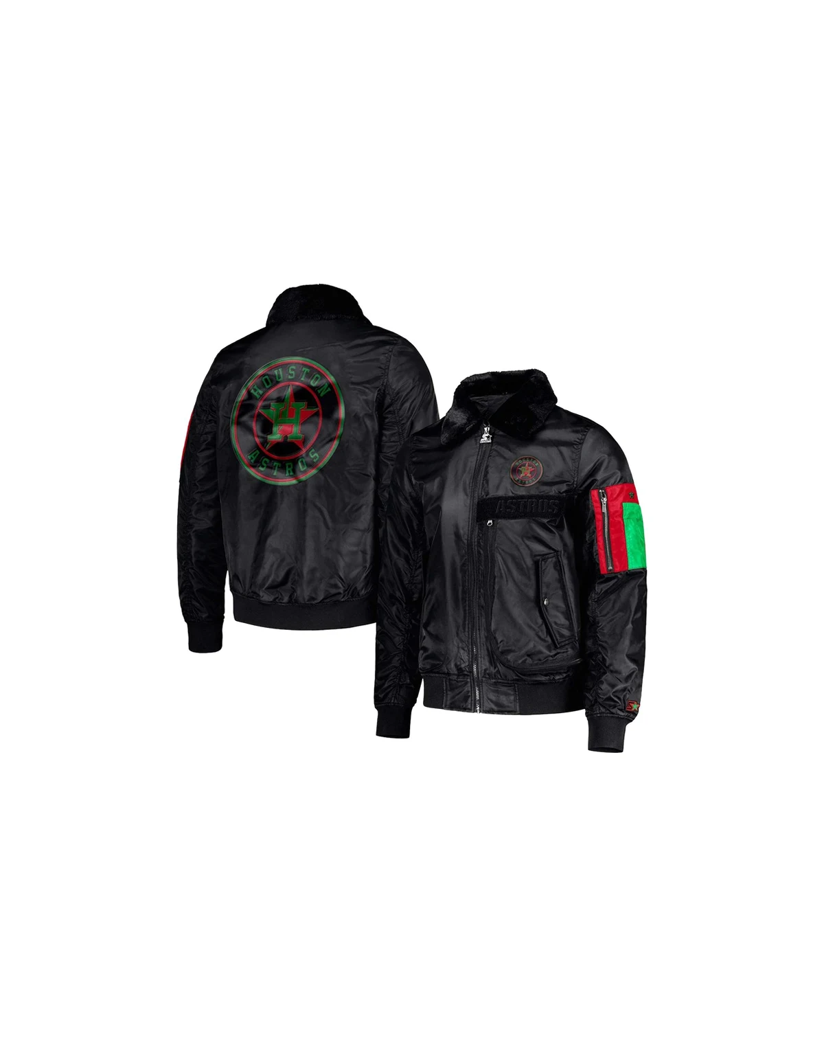 Men's x Ty Mopkins Black Houston Astros Black History Month Satin Full-Zip Jacket