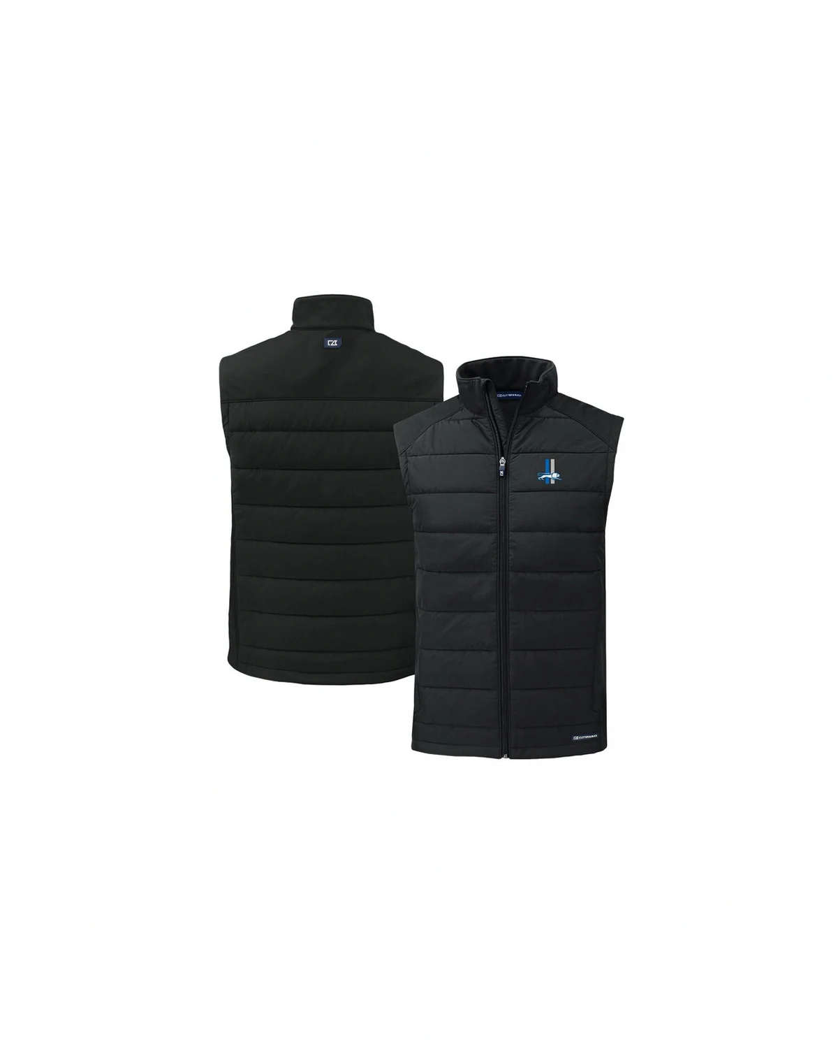 Men's Black Detroit Lions Throwback Evoke Hybrid Eco Softshell Full-Zip Vest