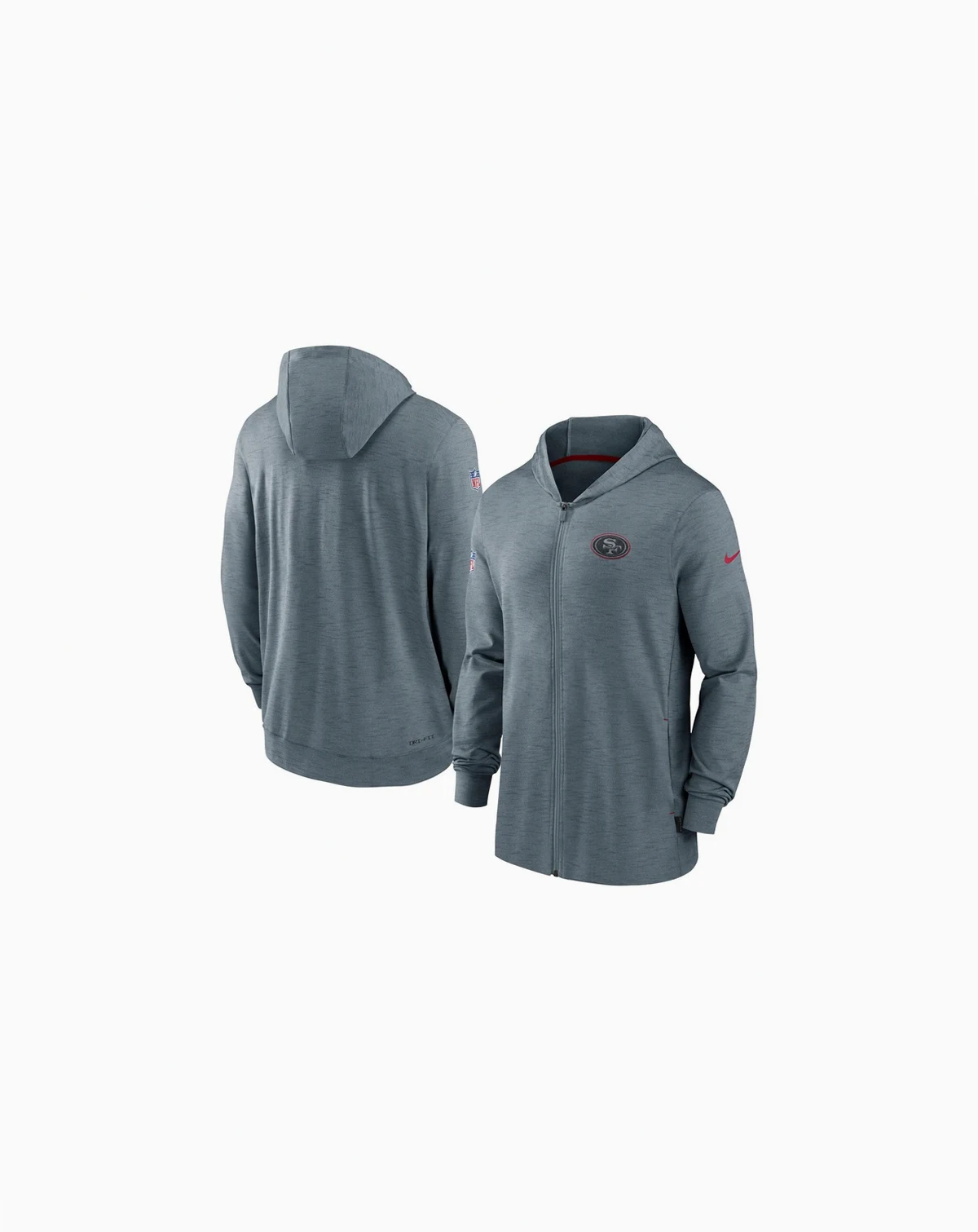 Men's Heather Gray San Francisco 49ers Sideline Team Pop Full-Zip Hoodie Jacket