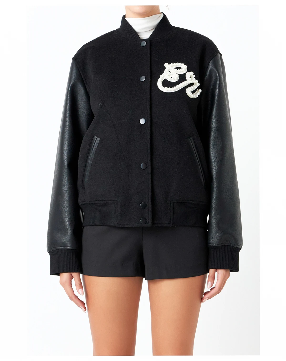 Women's Pearl Trim Bomber Jacket
