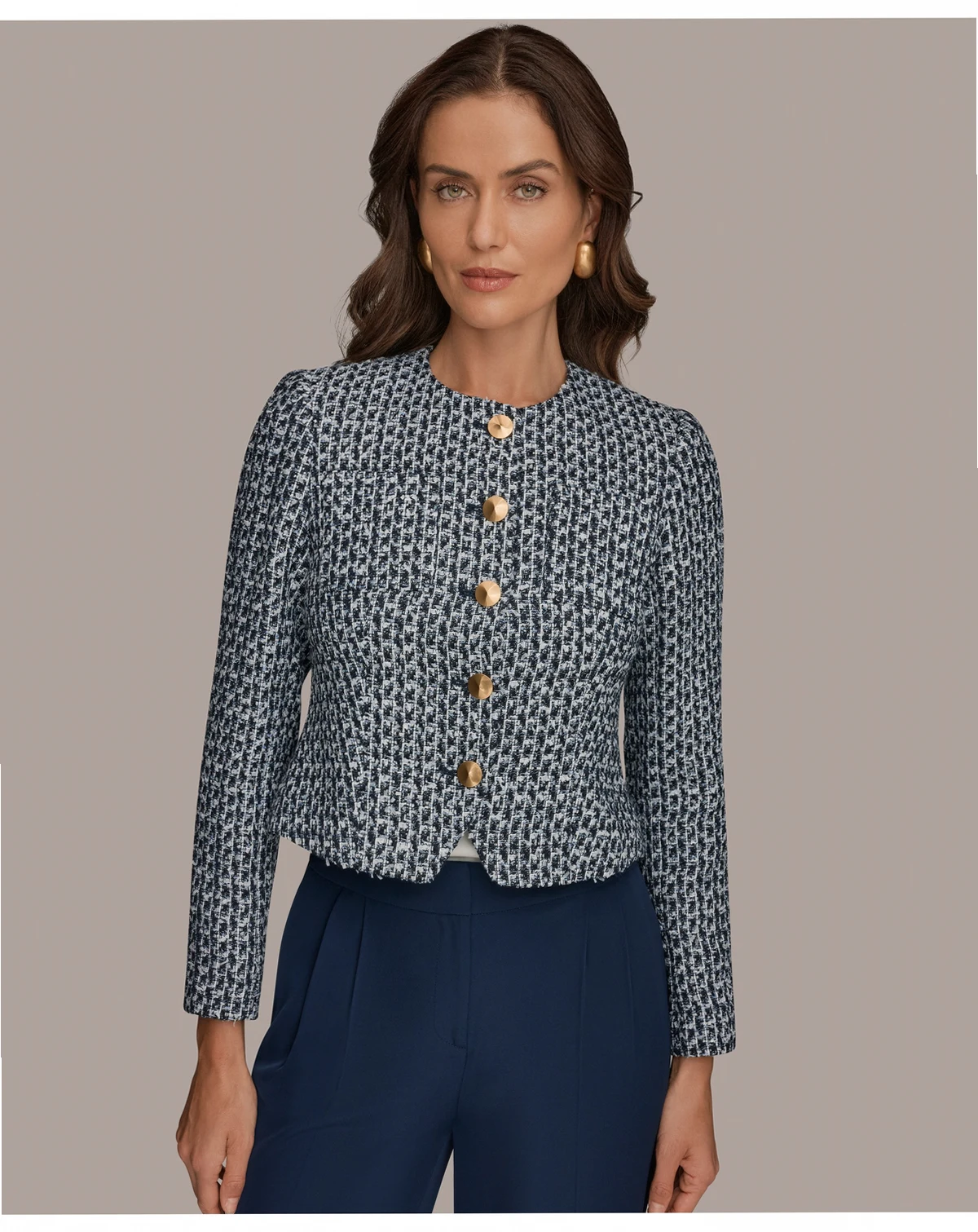 Petite Crewneck 5-Button Cropped Jacket