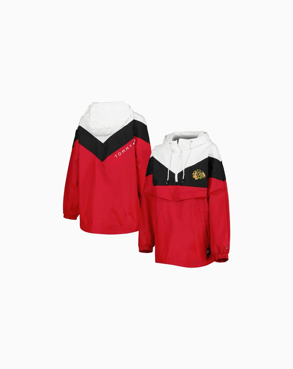 Women's Black, Red Chicago Blackhawks Staci Half-Zip Windbreaker Jacket