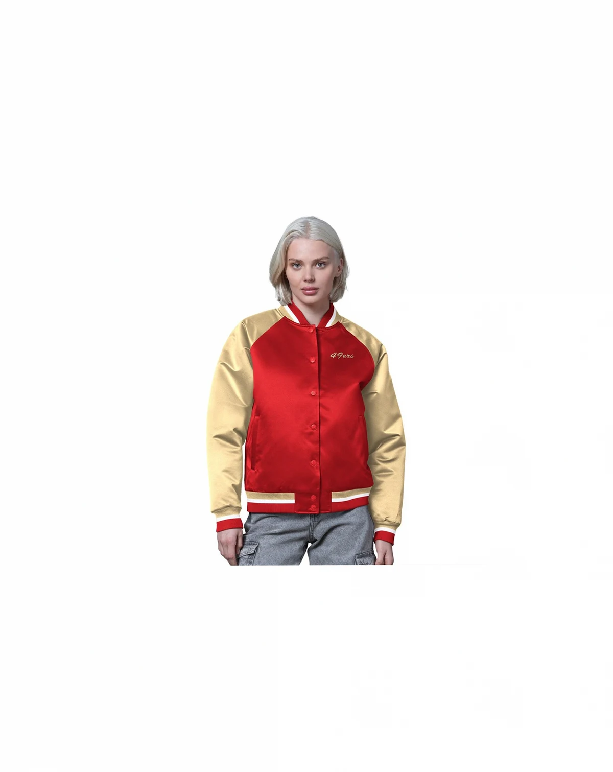 Women's Scarlet/Gold San Francisco 49ers Satin Full-Snap Varsity Jacket