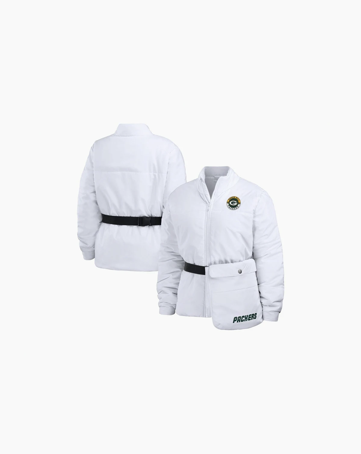 Women's White Green Bay Packers Packaway Full-Zip Puffer Jacket