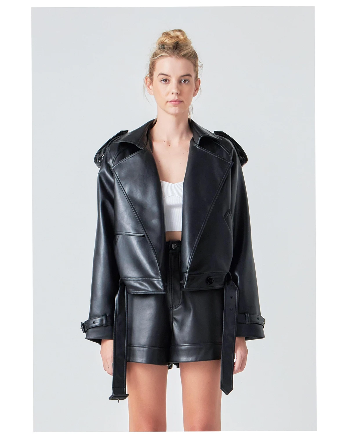 Women's Trench Short Pu Jacket