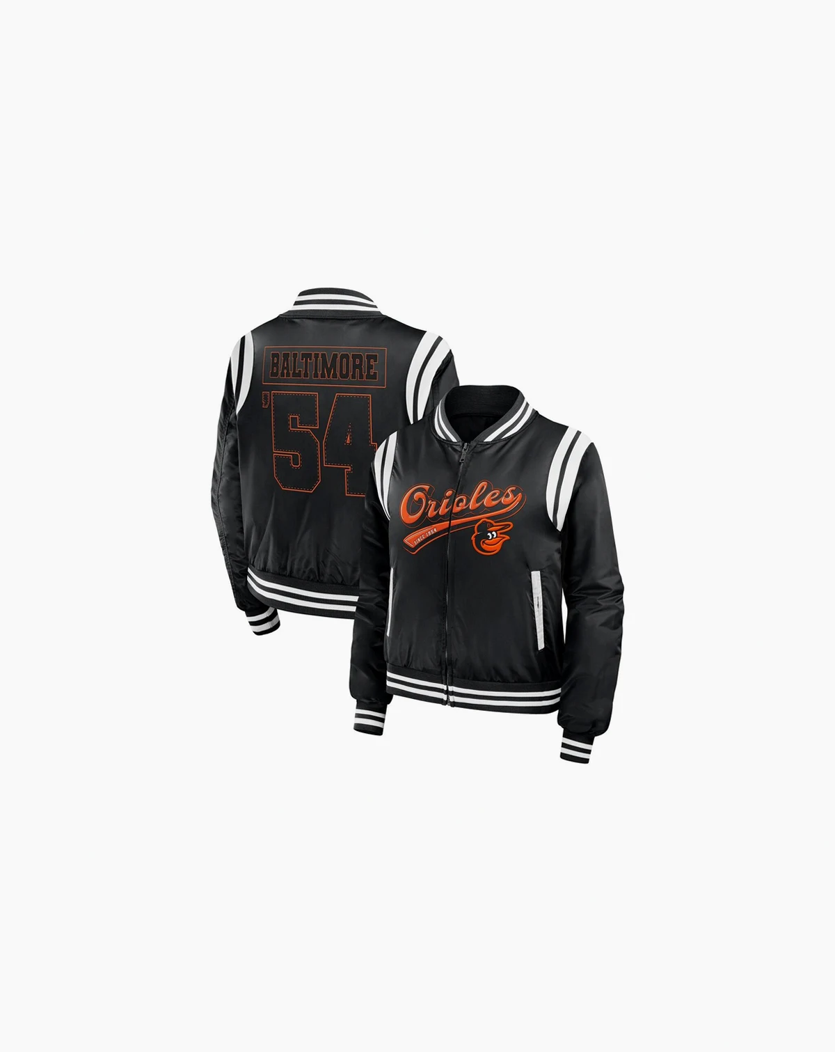 Women's Black Baltimore Orioles Football Bomber Jacket