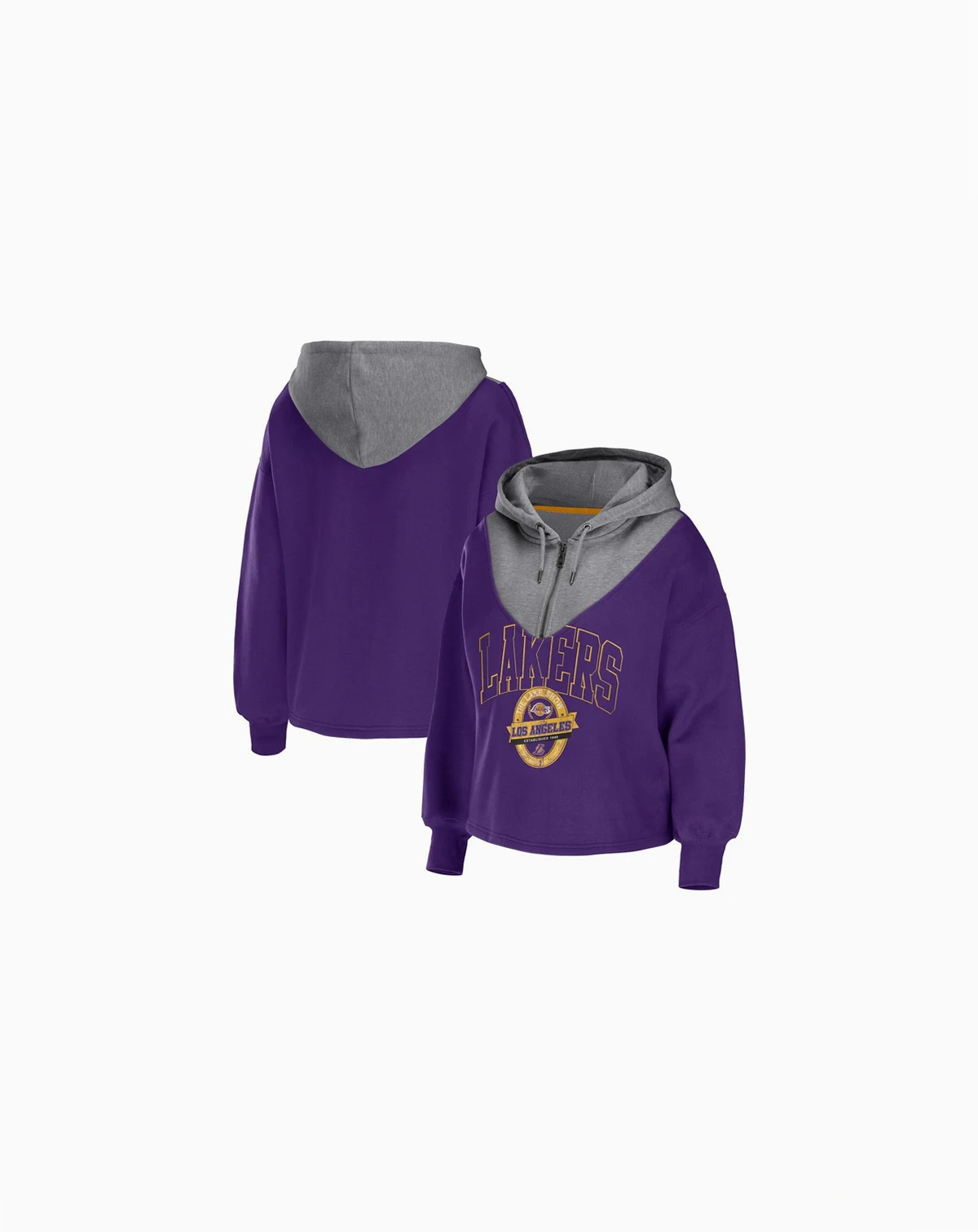 Women's Purple Los Angeles Lakers Pieced Quarter-Zip Hoodie Jacket