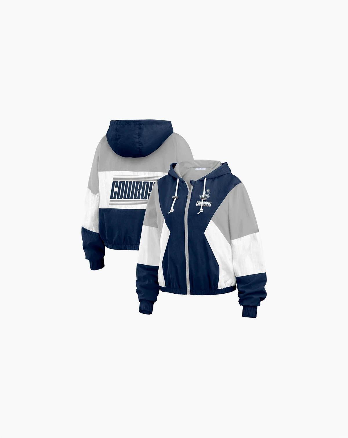 Women's Navy Dallas Cowboys Plus Size Color Block Full-Zip Windbreaker Jacket
