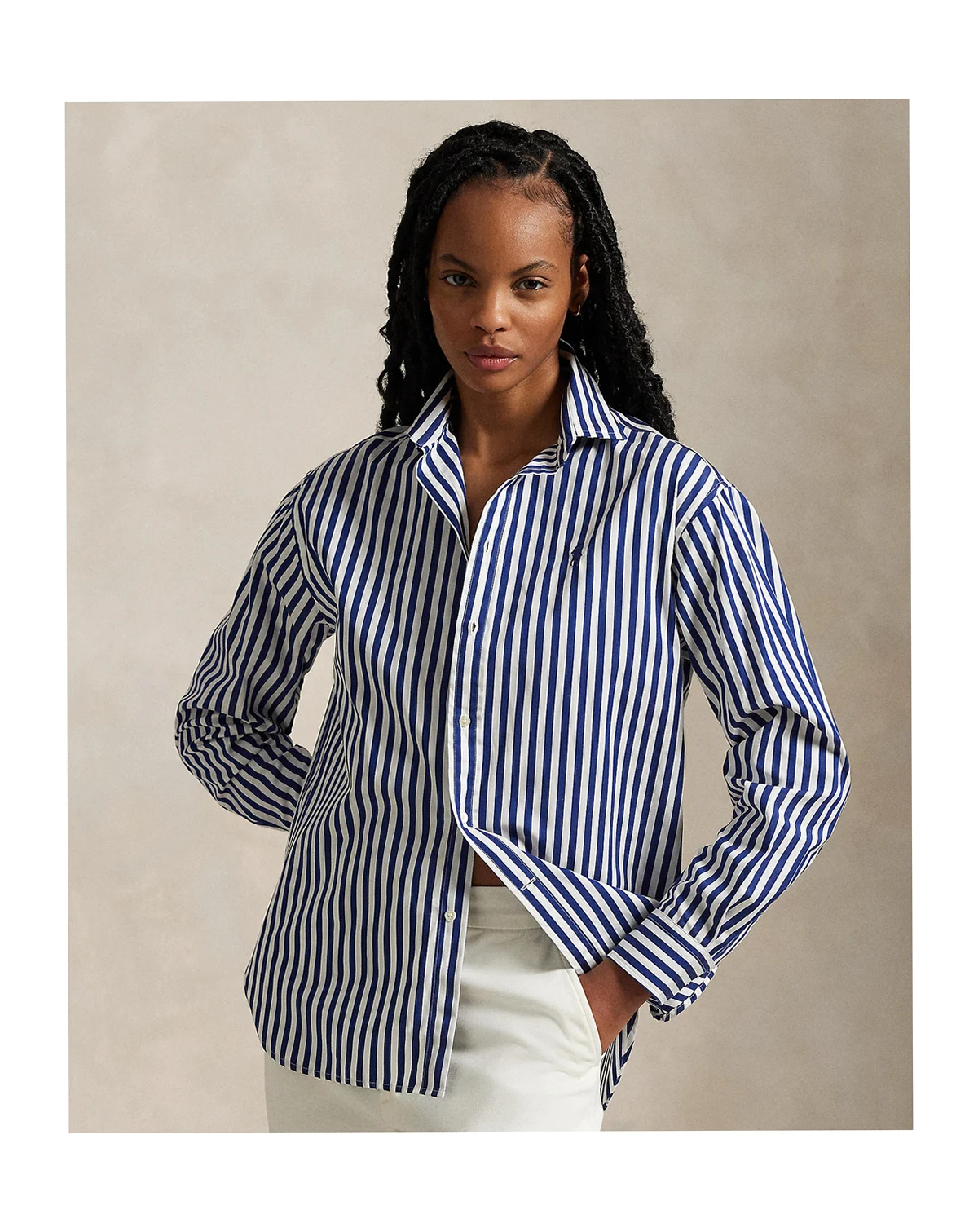 Women's Relaxed-Fit Striped Cotton Shirt