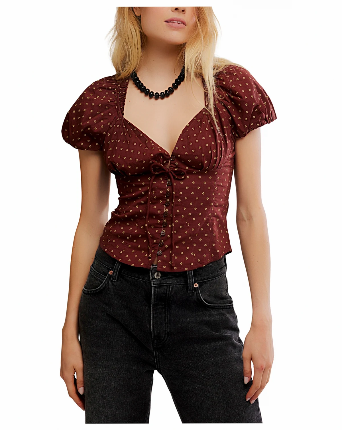 Women's Summer Printed Sweetheart Neck Blouse