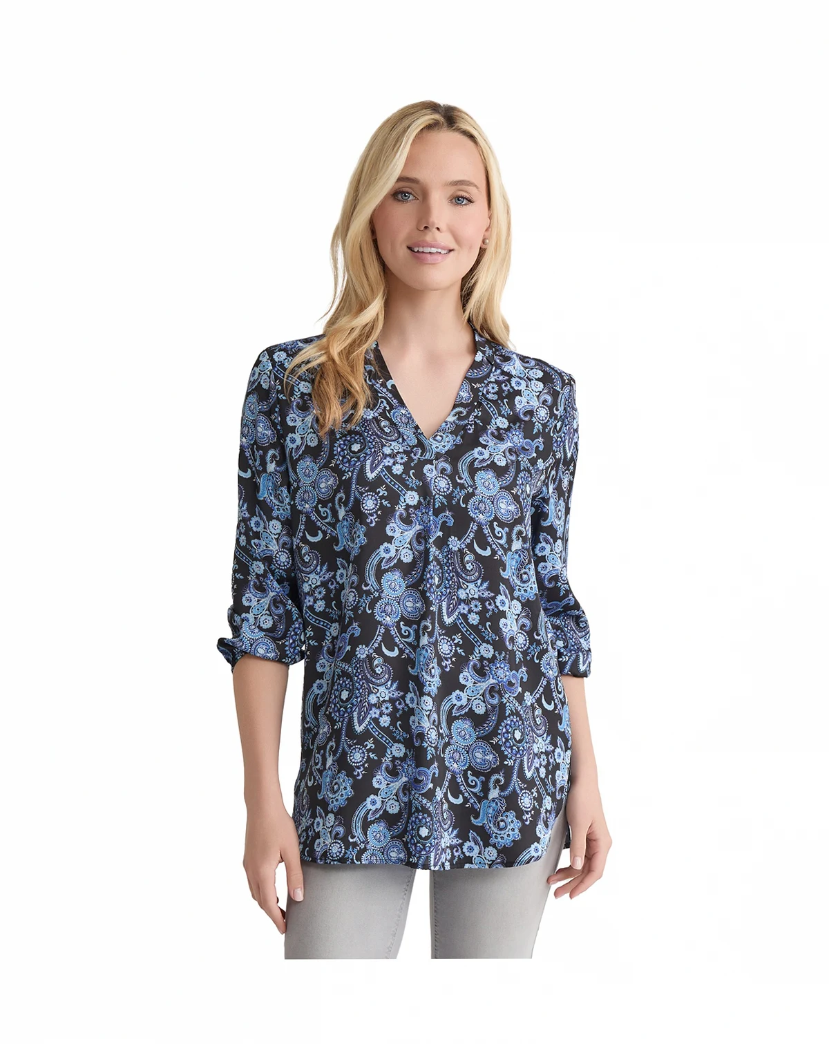 Women's Paisley-Print 3/4-Sleeve Tunic Top