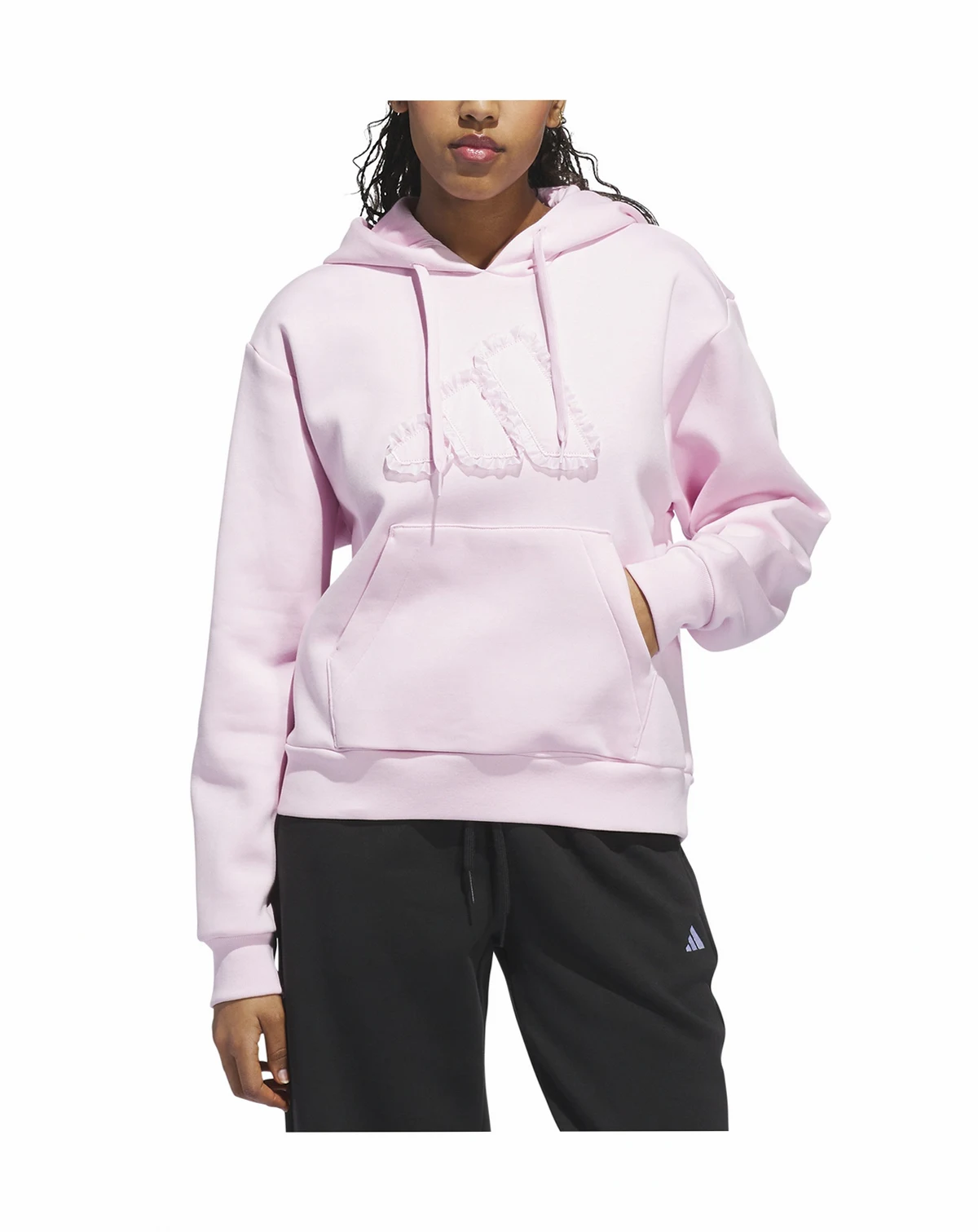 Seasonal Essentials Ruffled Big Logo Graphic Hoodie