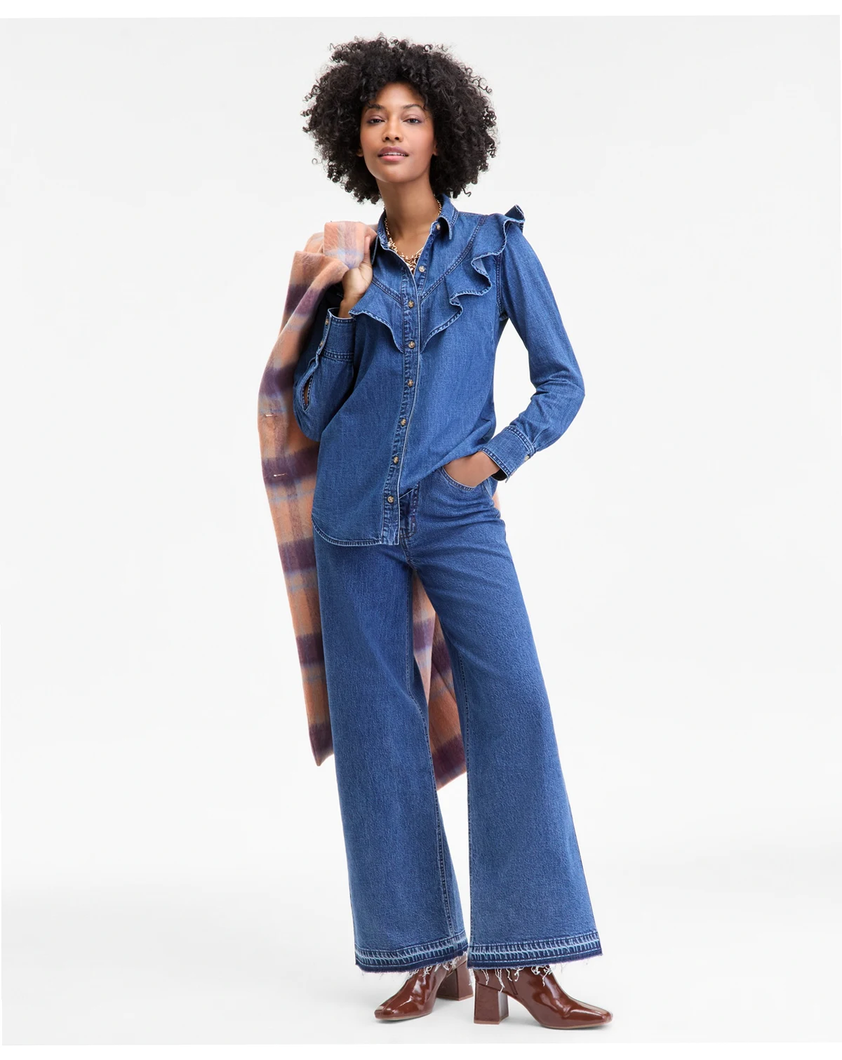 Women's Denim Ruffle Shirt, Macy's Exclusive
