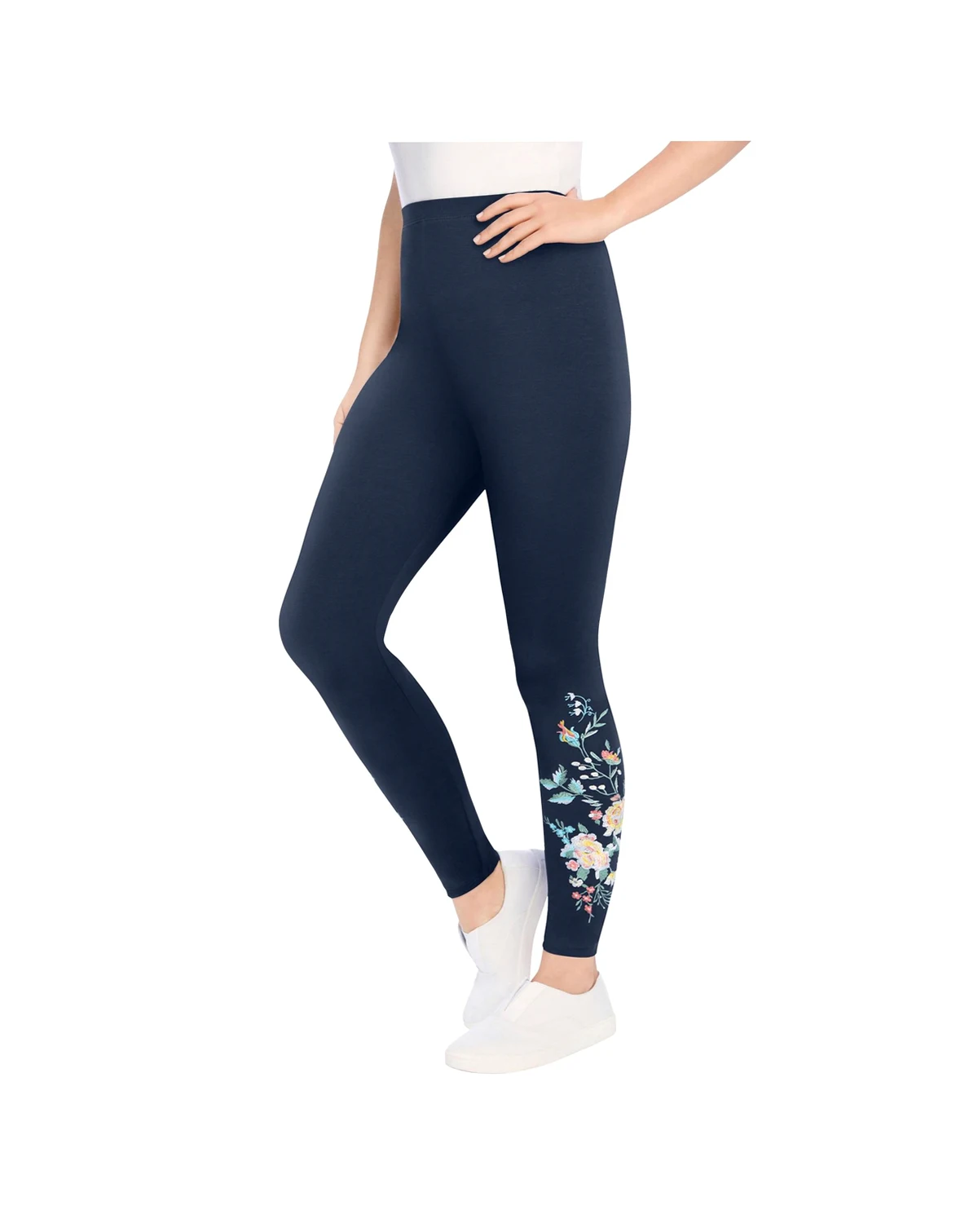 Women's Within Stretch-Cotton Knit Pull-On Embroidered Leggings
