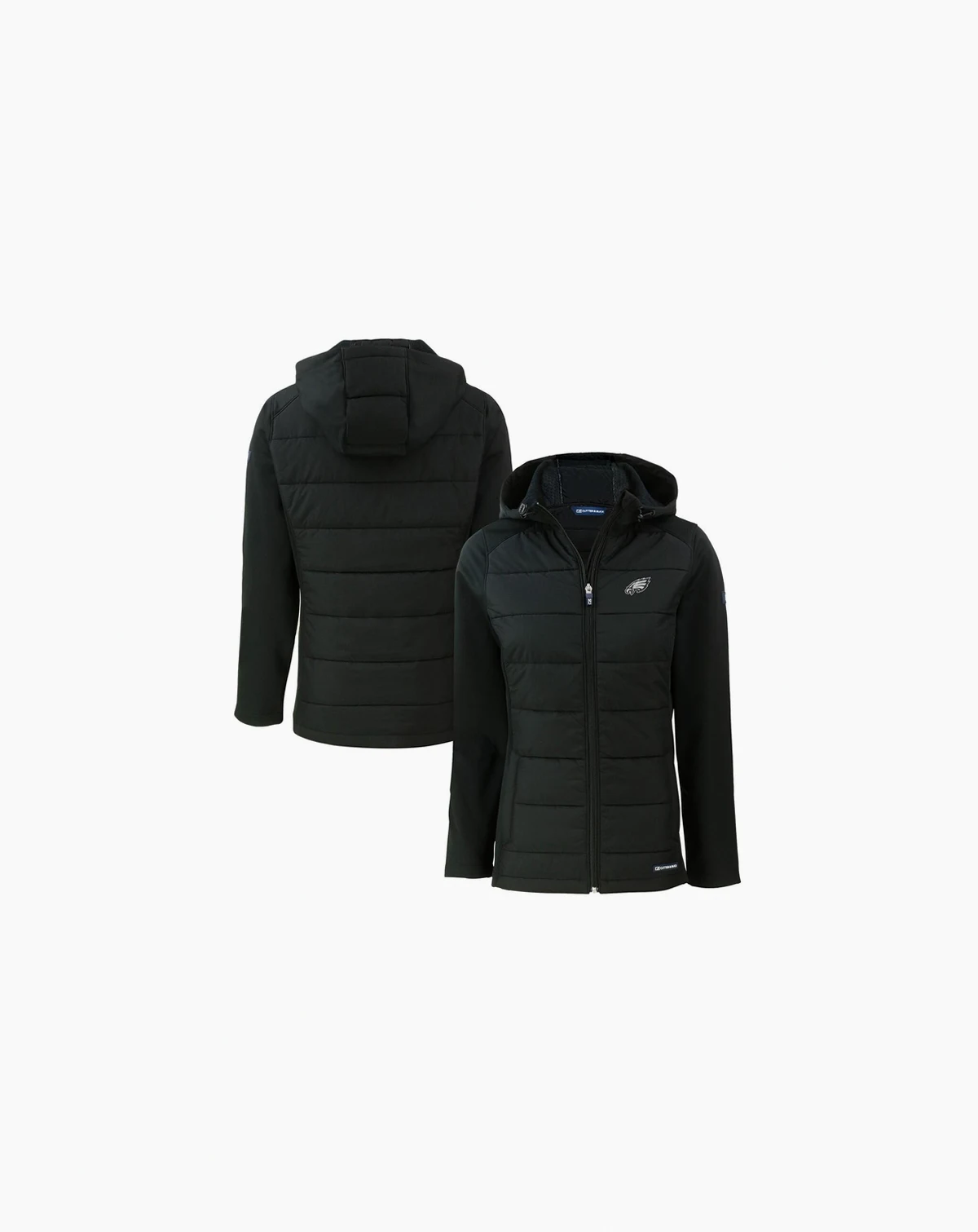 Women's Black Philadelphia Eagles Evoke Hybrid Eco Softshell Full-Zip Hoodie Jacket