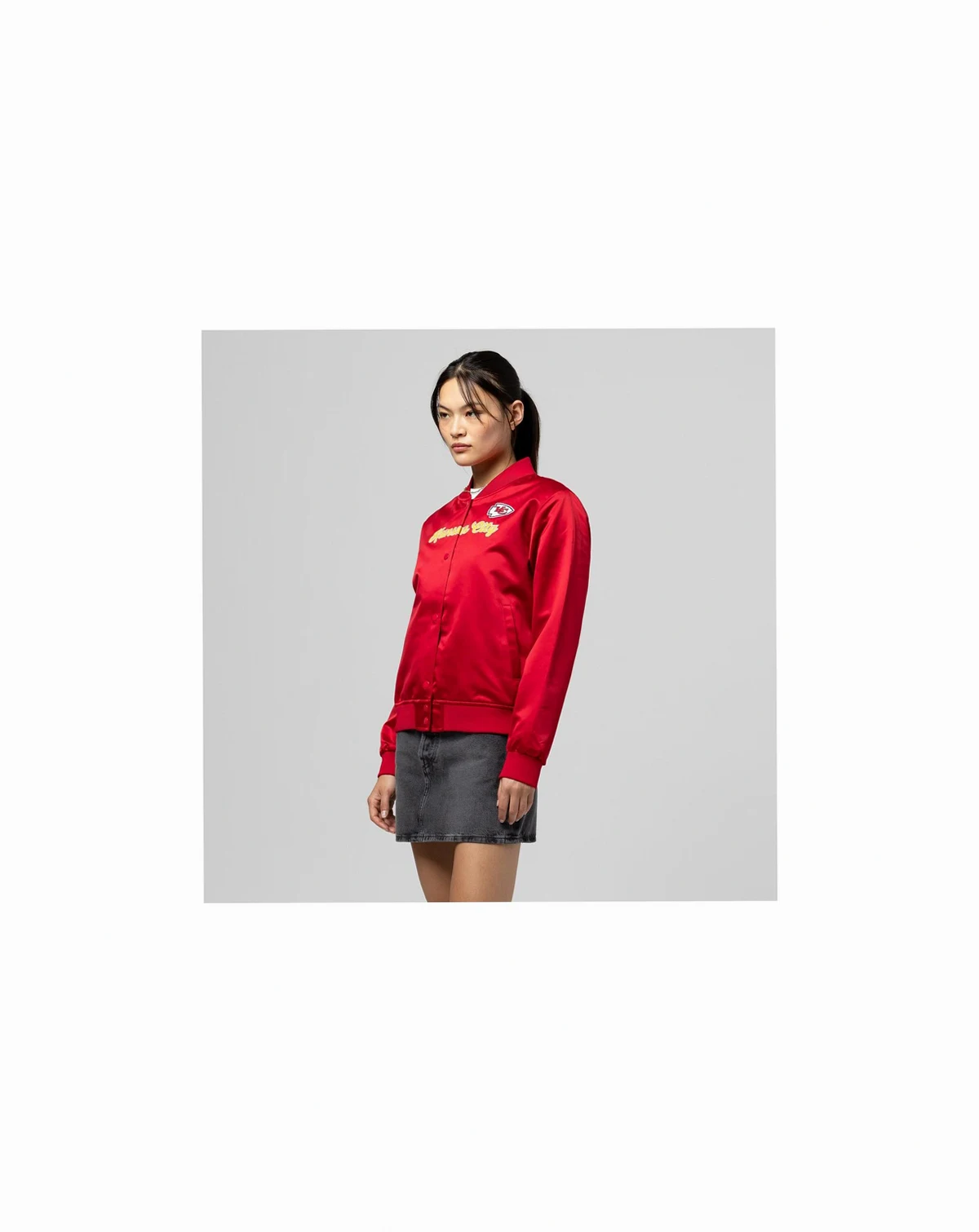 Women's Red Kansas City Chiefs Full-Snap Satin Jacket