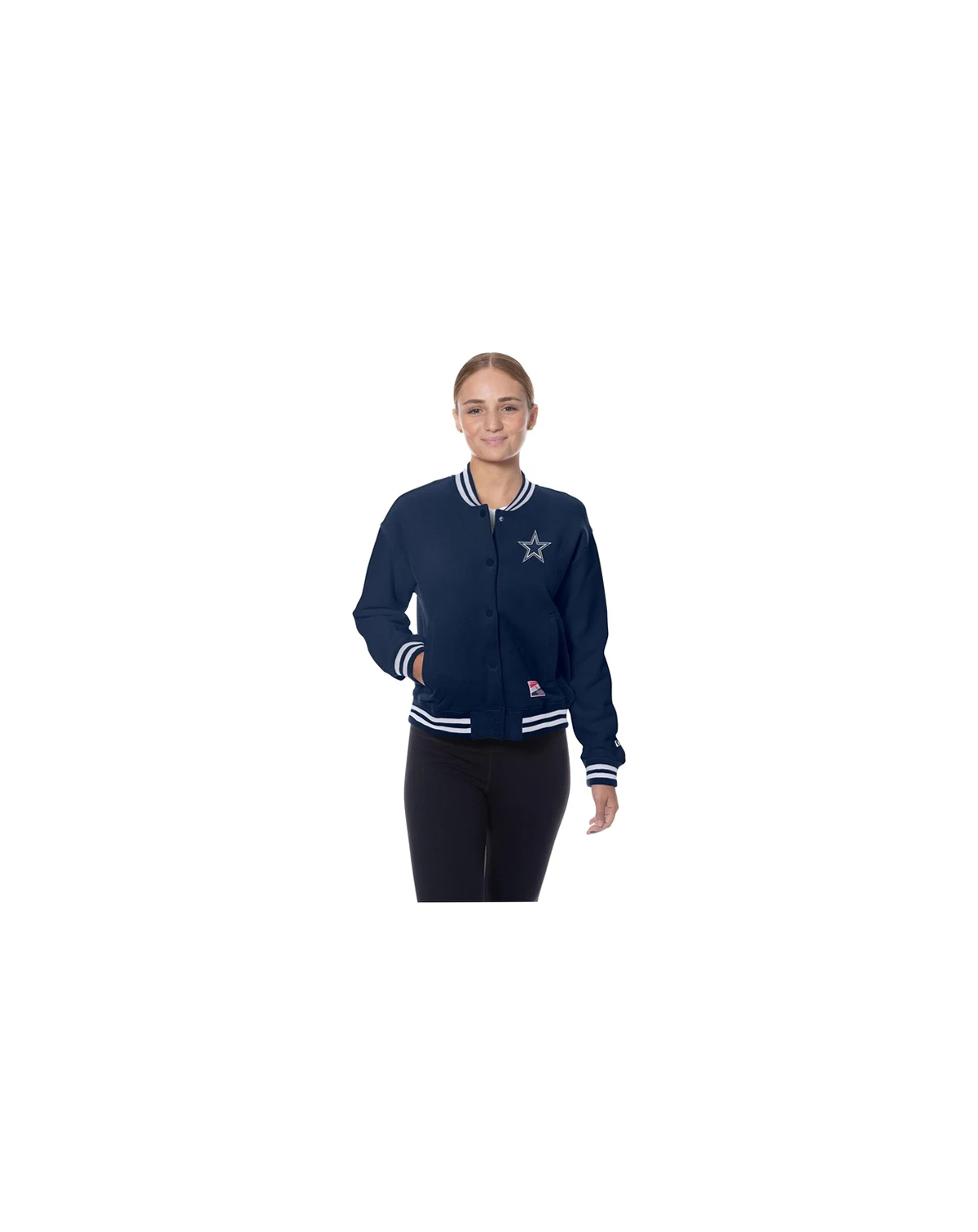 Women's Navy Dallas Cowboys Throwback Fleece Full-Snap Jacket