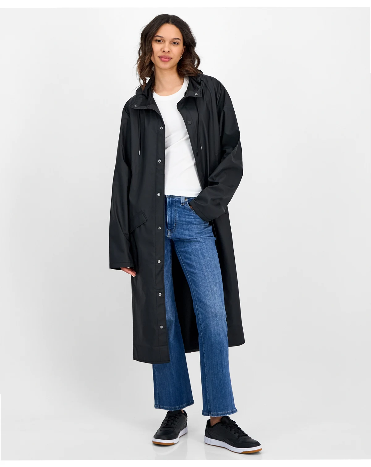 Women's Snap-Front Waterproof Maxi Raincoat