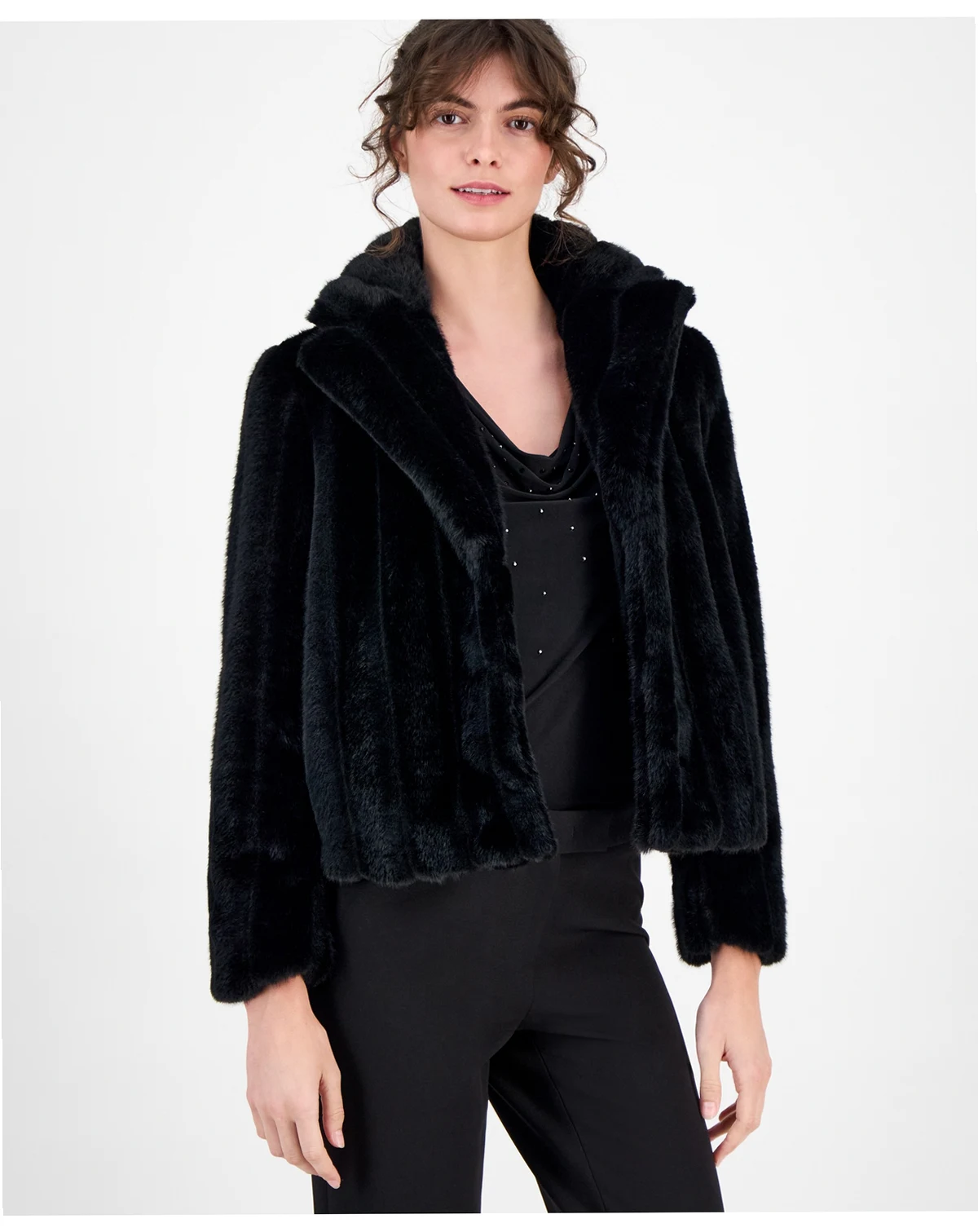 Women's Cropped Faux-Fur Jacket