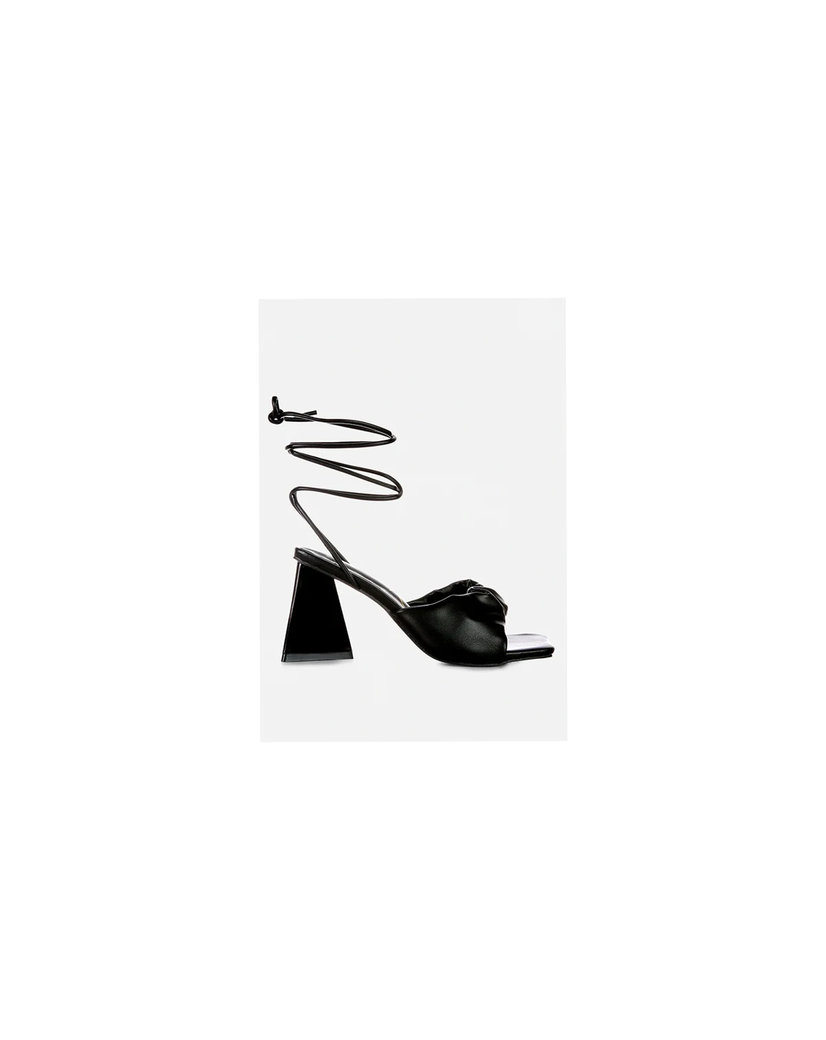 Womens Primavera Ruched Triangular Heel Lace Up Sandal