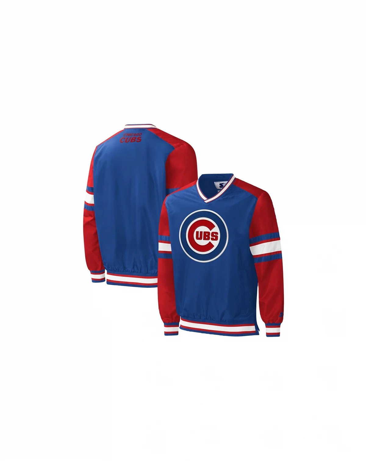 Men's Royal Chicago Cubs Yardline V-Neck Pullover Windbreaker