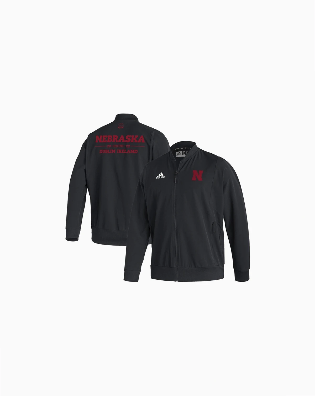 Men's Black Nebraska Huskers Ireland Sideline Woven Full-Zip Bomber Jacket