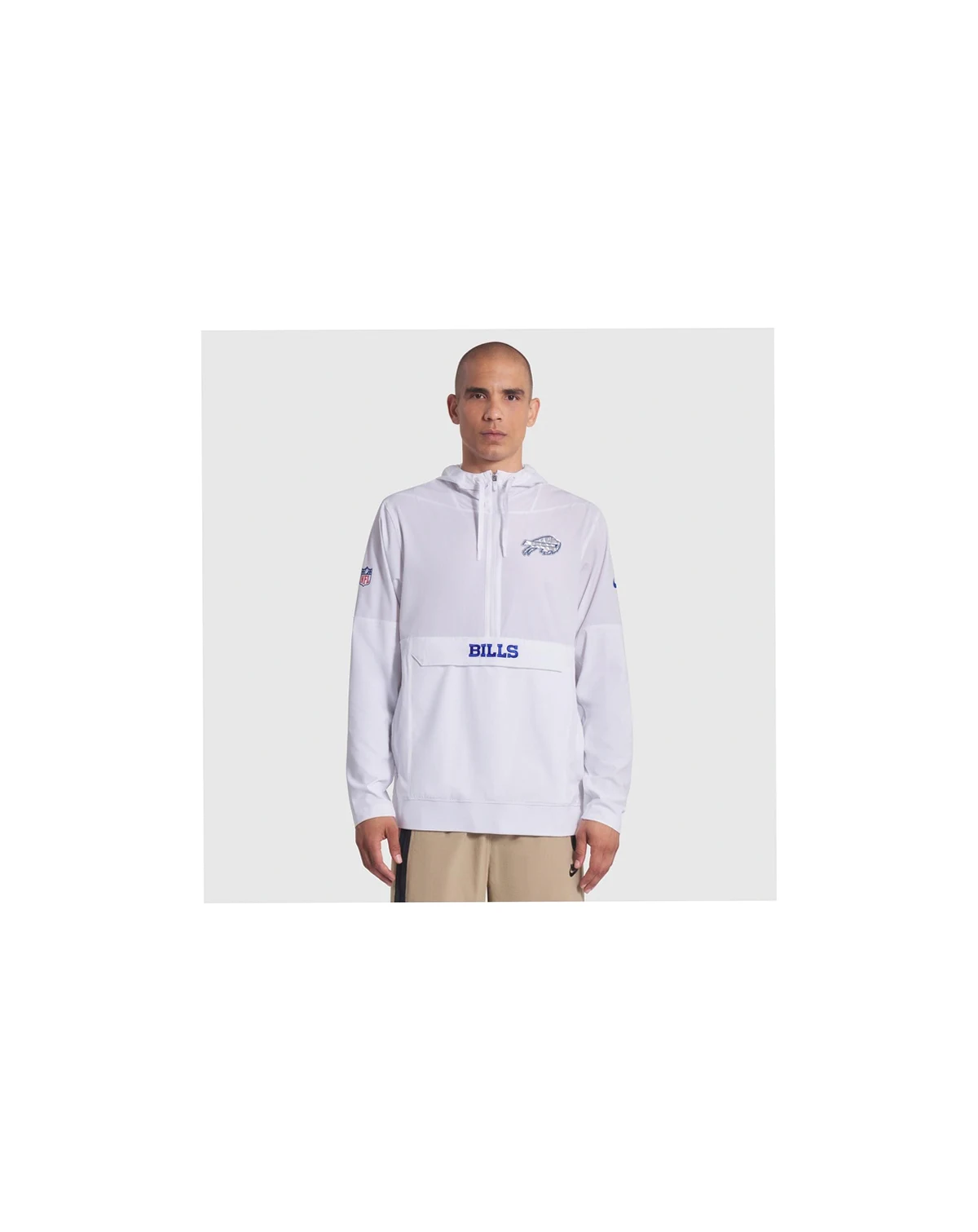 Men's White Buffalo Bills 2025 Rivalries Collection Sideline Anorak Half-Zip Hoodie Jacket