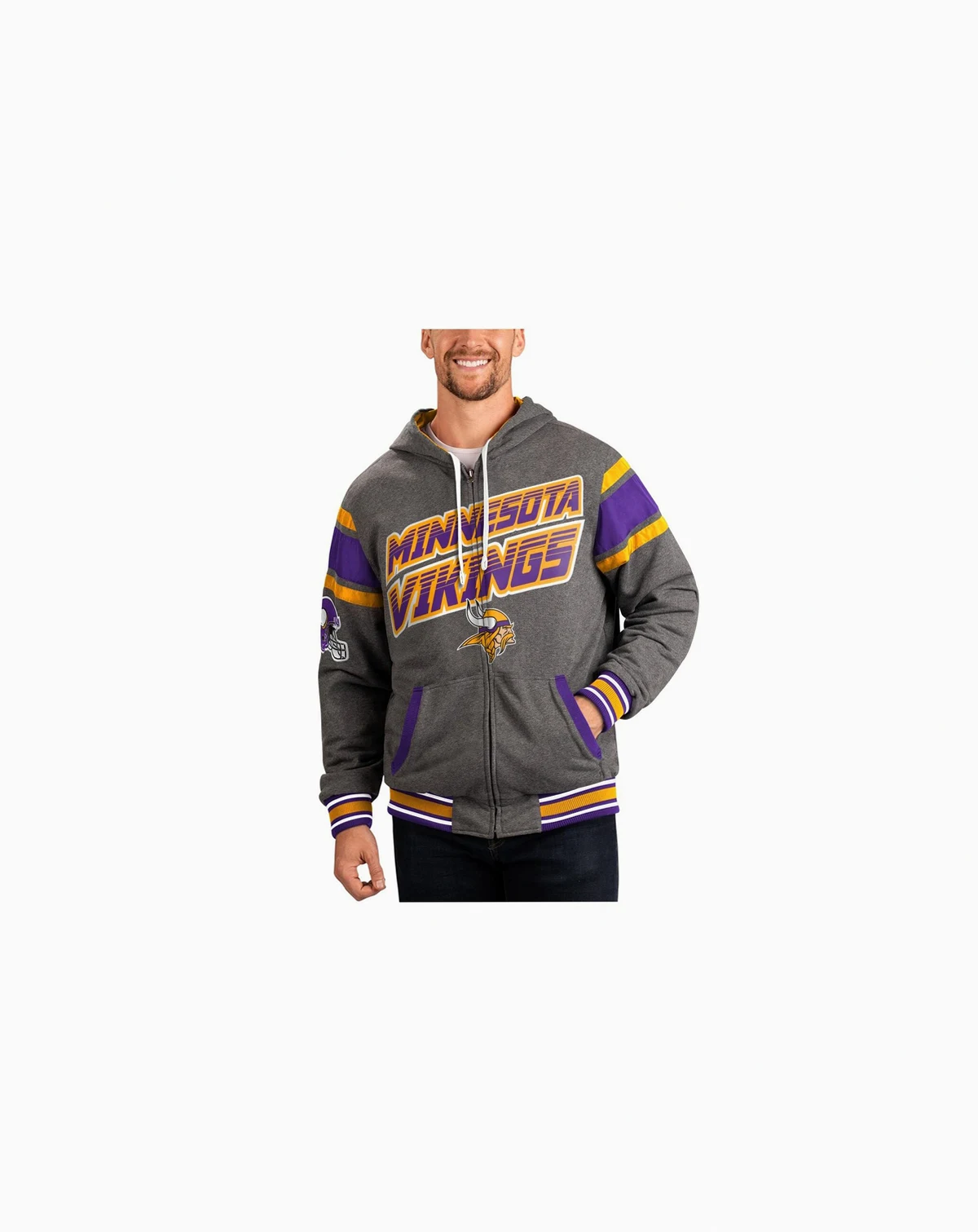Men's Purple, Gray Minnesota Vikings Extreme Full Back Reversible Hoodie Full-Zip Jacket