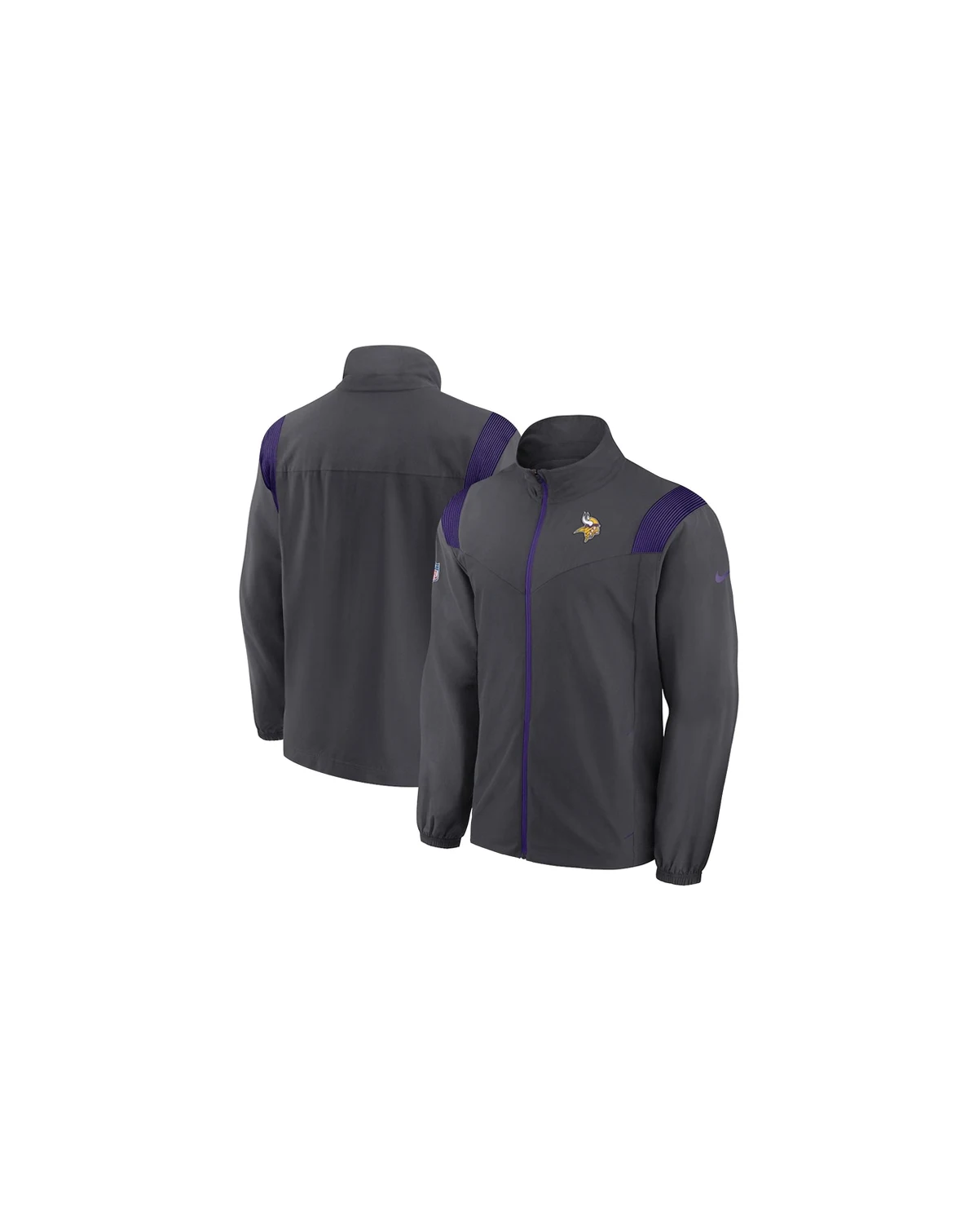 Men's Anthracite Minnesota Vikings Sideline Woven Logo Full-Zip Jacket