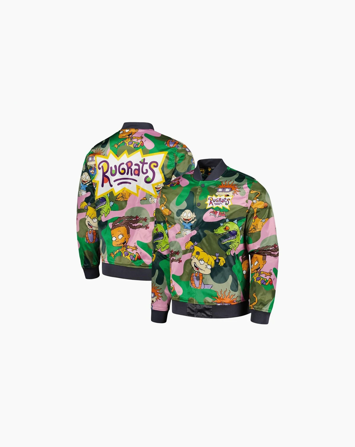 Men's Camo Rugrats Graphic Satin Full-Snap Jacket