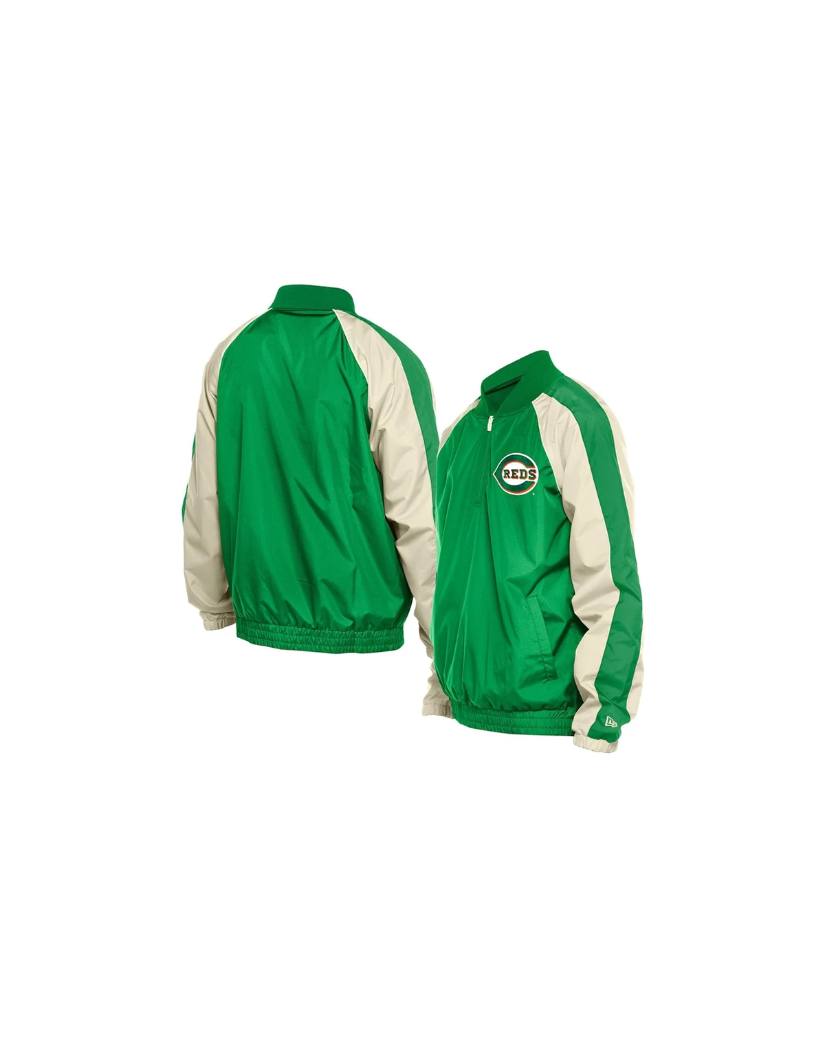 Men's Kelly Green Cincinnati Reds Ripstop Raglan Quarter-Zip Hoodie Windbreaker Jacket