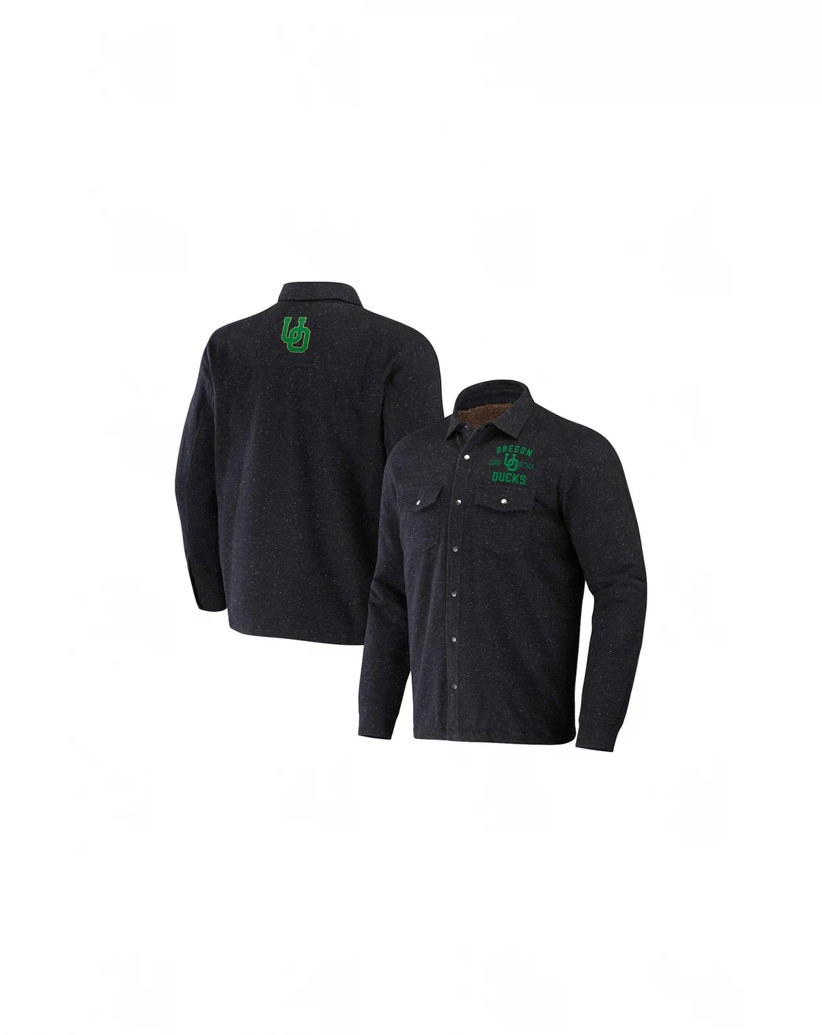 Men's Darius Rucker Collection by Heather Charcoal Oregon Ducks Sherpa-Lined Full-Snap Shacket