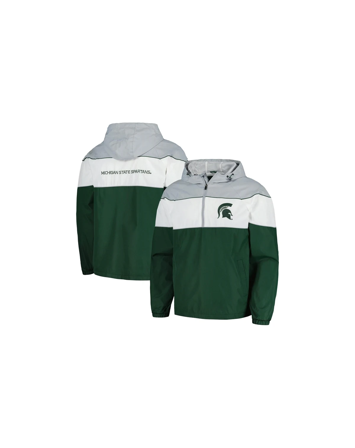 Men's Green Michigan State Spartans Center Line Half-Zip Raglan Hoodie Jacket