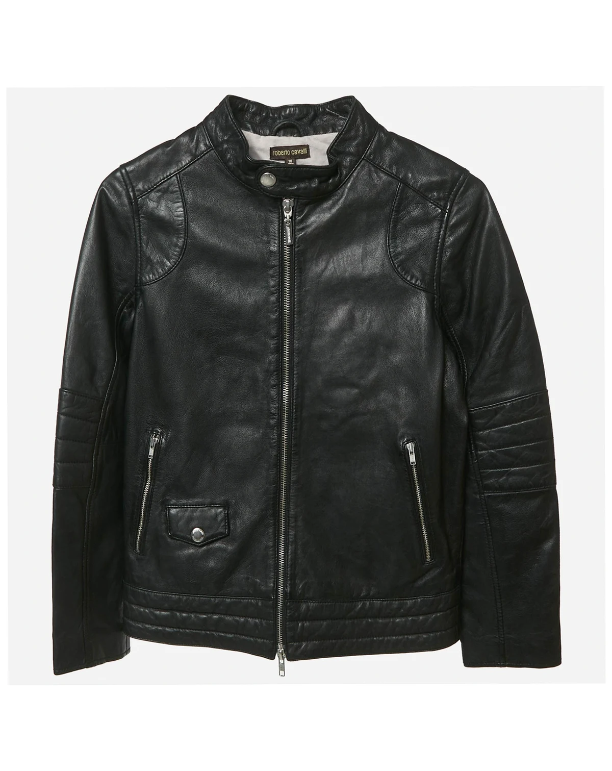Men's Black Leather Zip Up