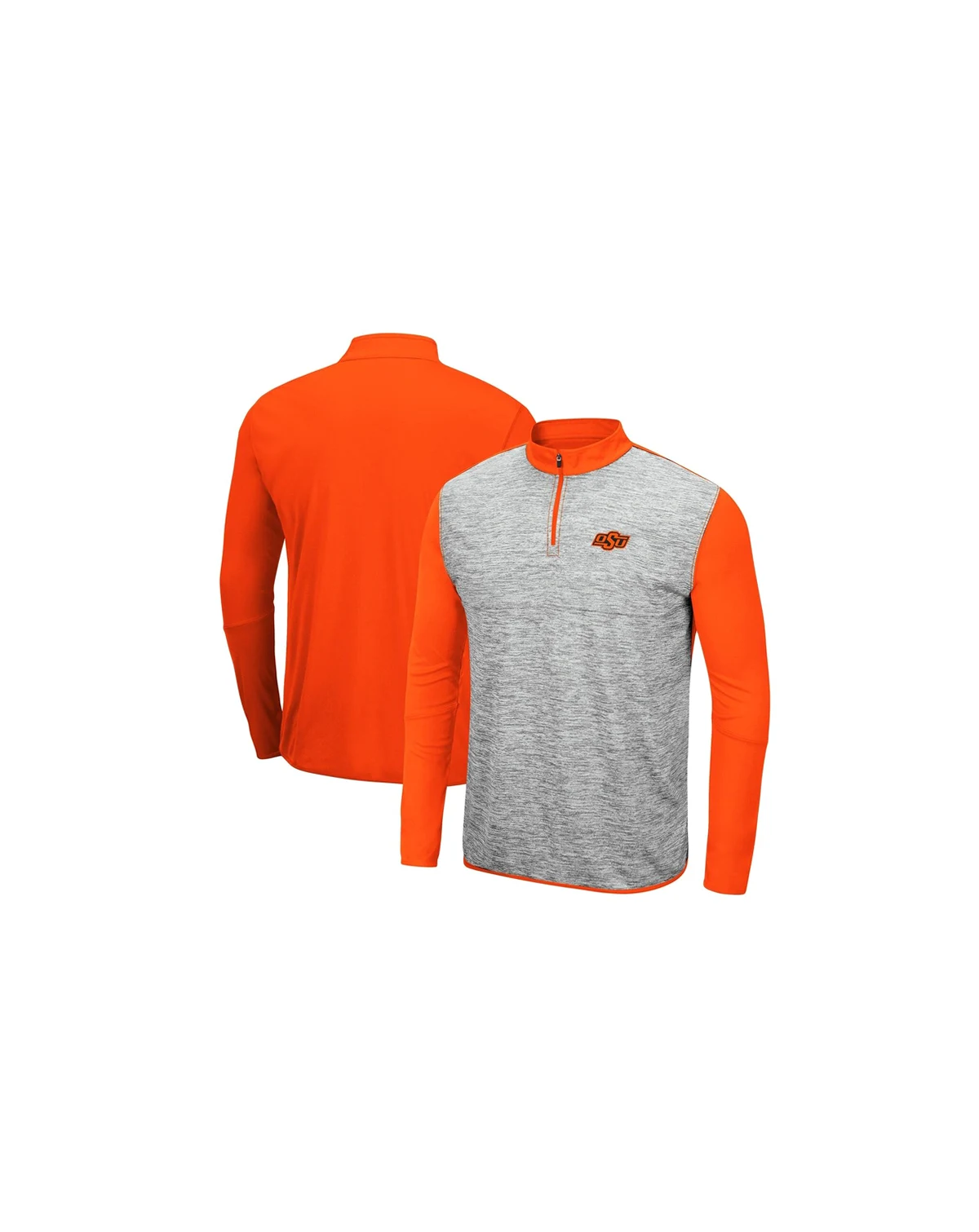 Men's Heathered Gray, Orange Oklahoma State Cowboys Prospect Quarter-Zip Jacket