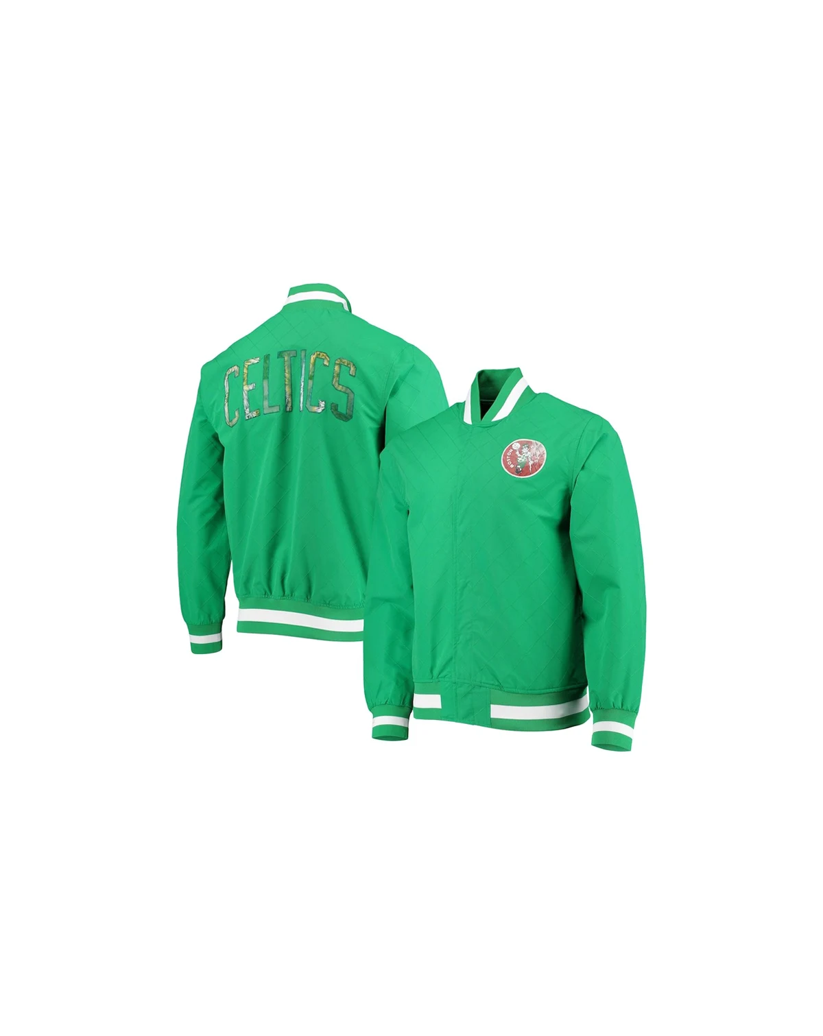 Men's Boston Celtics Kelly Green Hardwood Classics 75th Anniversary Authentic Warmup Full-Snap Jacket