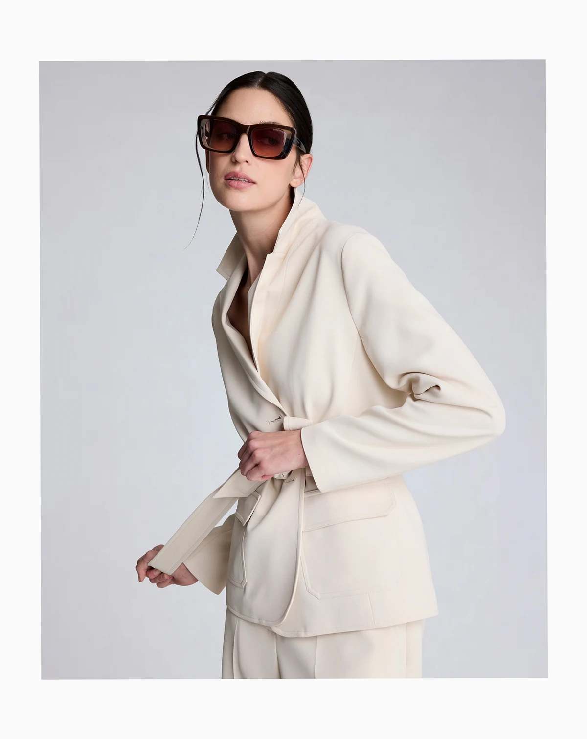 Women's Notch Collar Vision Twill Belted Jacket