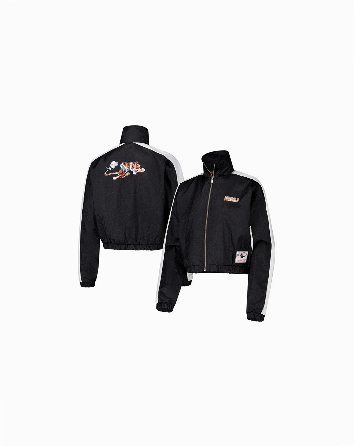 Women's Black Cincinnati Bengals Nylon Cropped Full-Zip Jacket