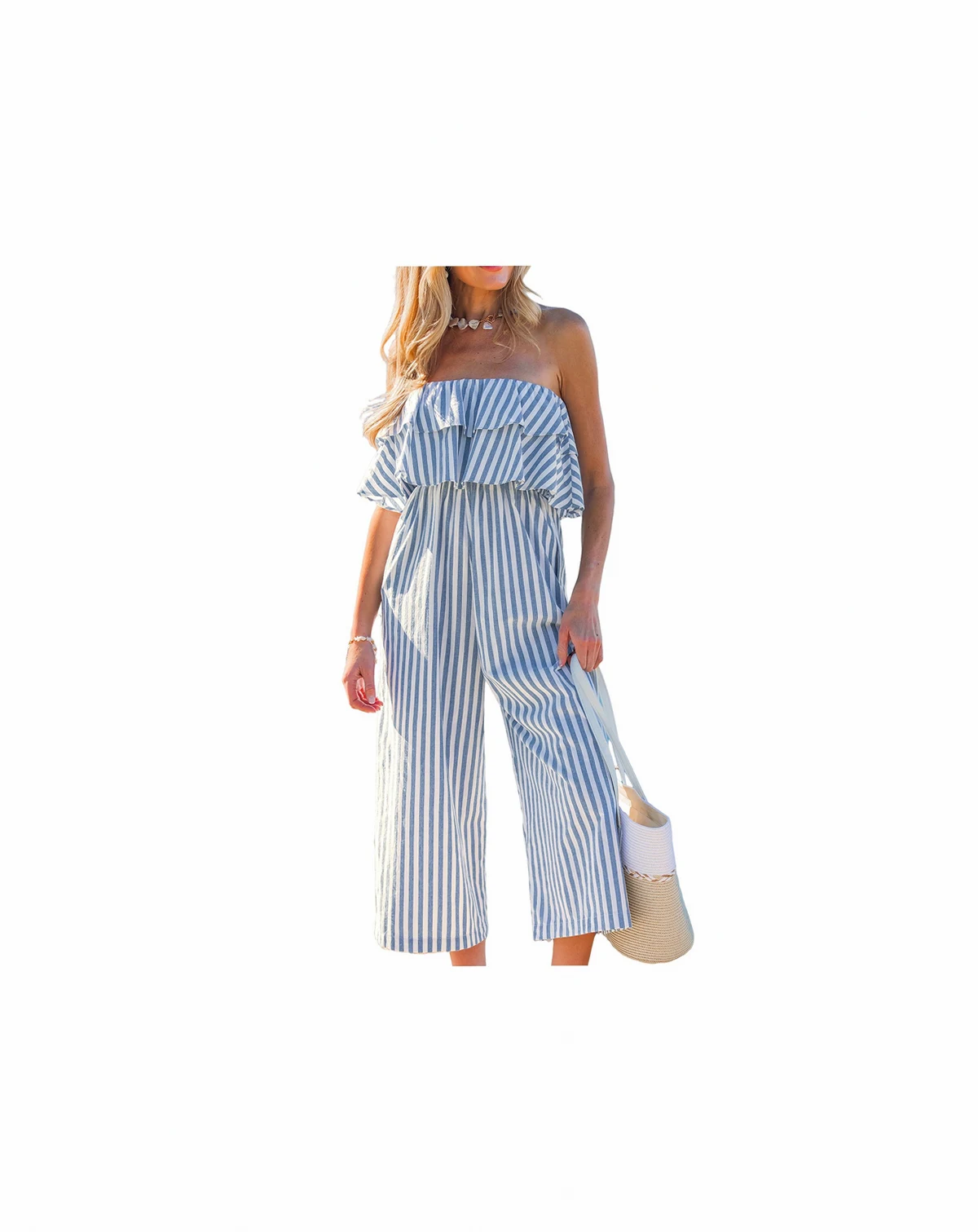 Women's Off the Shoulder Zipper Closure Jumpsuit